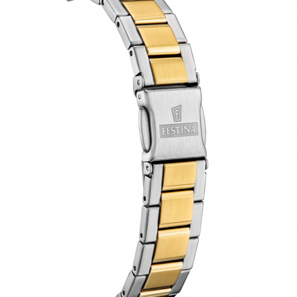 FESTINA Mademoiselle White Pearl Dial with Crystals 33mm Two Tone Gold Stainless Steel Bracelet F20702/1 - 
