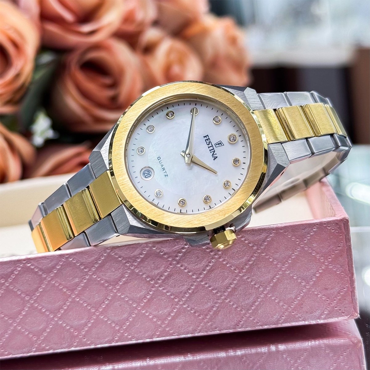 FESTINA Mademoiselle White Pearl Dial with Crystals 33mm Two Tone Gold Stainless Steel Bracelet F20702/1 - 5