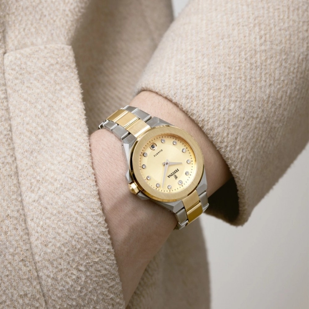 FESTINA Mademoiselle Gold Dial with Crystals 33mm Two Tone Gold Stainless Steel Bracelet F20702/2 - 3