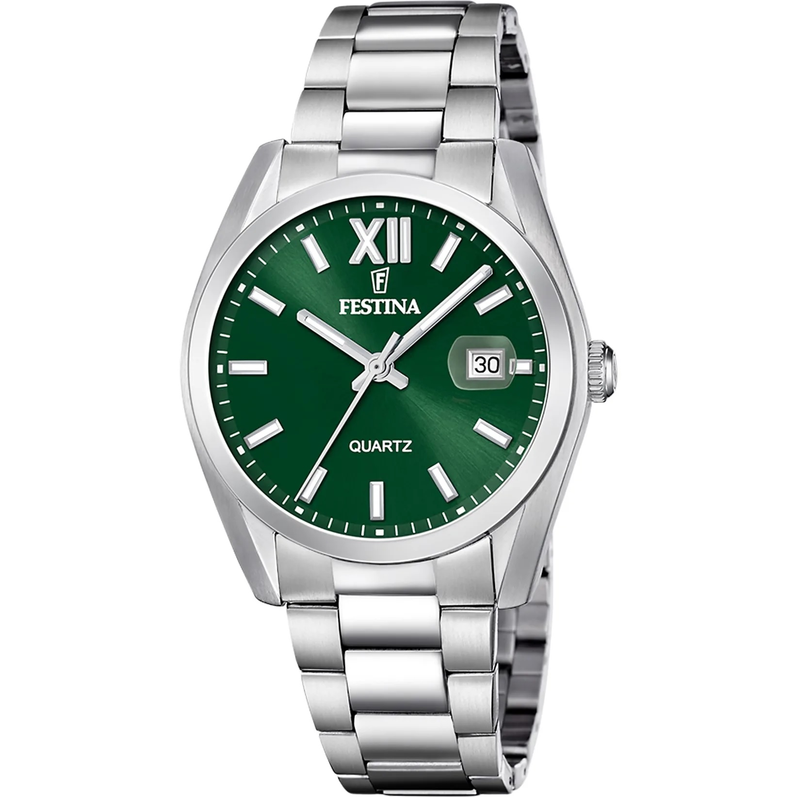 FESTINA Classic Green Dial 40mm Silver Stainless Steel Bracelet F20707/8 - 