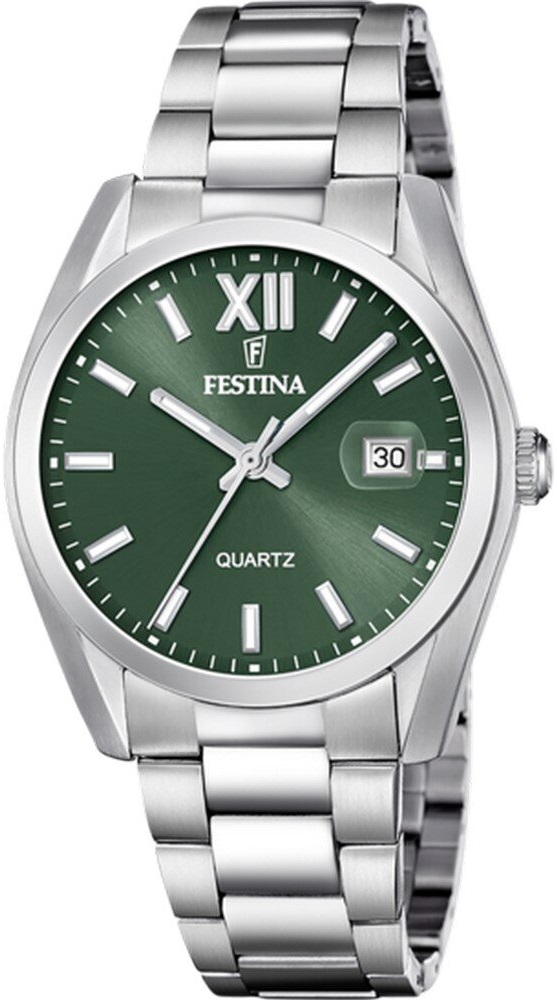 FESTINA Classic Green Dial 40mm Silver Stainless Steel Bracelet F20707/5 - 
