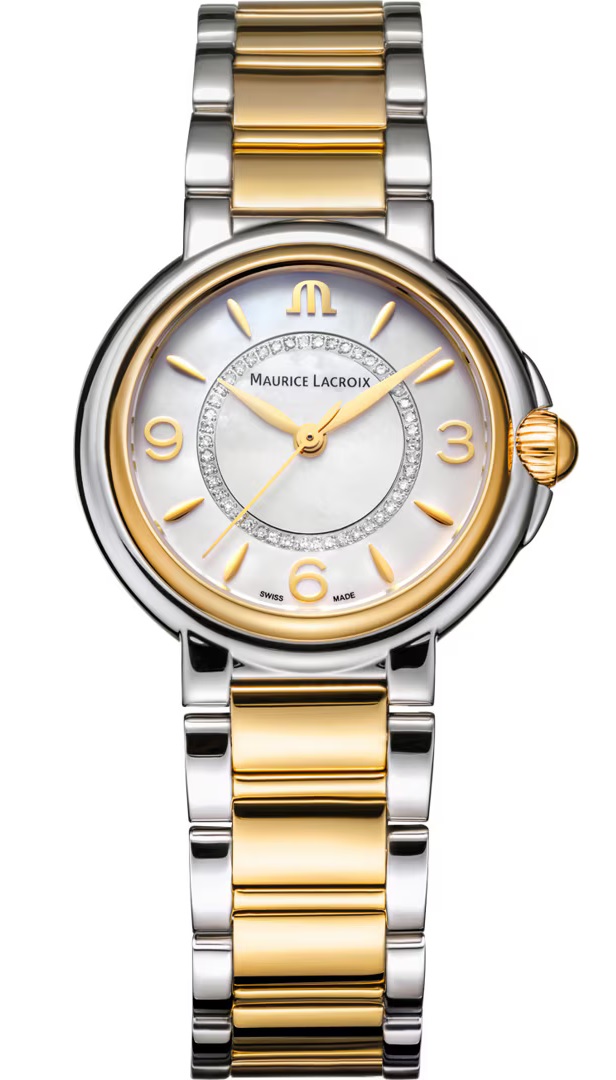 MAURICE LACROIX Fiaba Quartz White Pearl Dial with Diamonds 32mm Two Tone Gold Stainless Steel Bracelet FA1104-SSY13-B20-1 - 