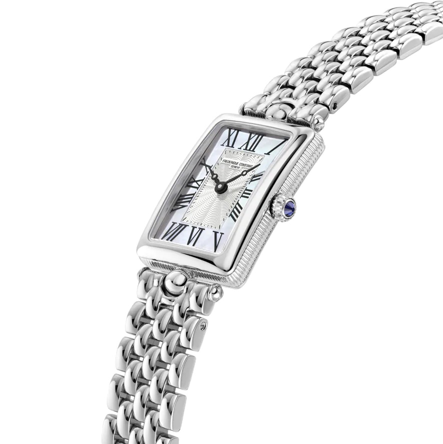 FREDERIQUE CONSTANT Art Deco Carree Quartz White Pearl Dial 28mm Silver Stainless Steel Bracelet FC-200MPW2AC6B - 