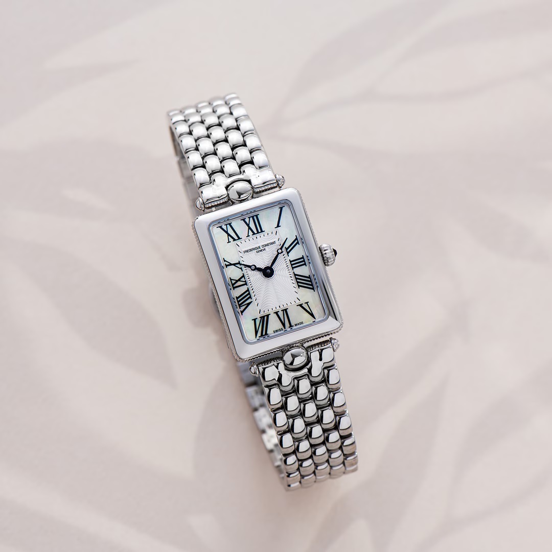 FREDERIQUE CONSTANT Art Deco Carree Quartz White Pearl Dial 28mm Silver Stainless Steel Bracelet FC-200MPW2AC6B - 4