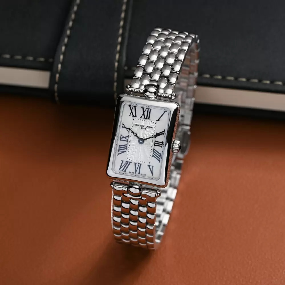 FREDERIQUE CONSTANT Art Deco Carree Quartz White Pearl Dial 28mm Silver Stainless Steel Bracelet FC-200MPW2AC6B - 6