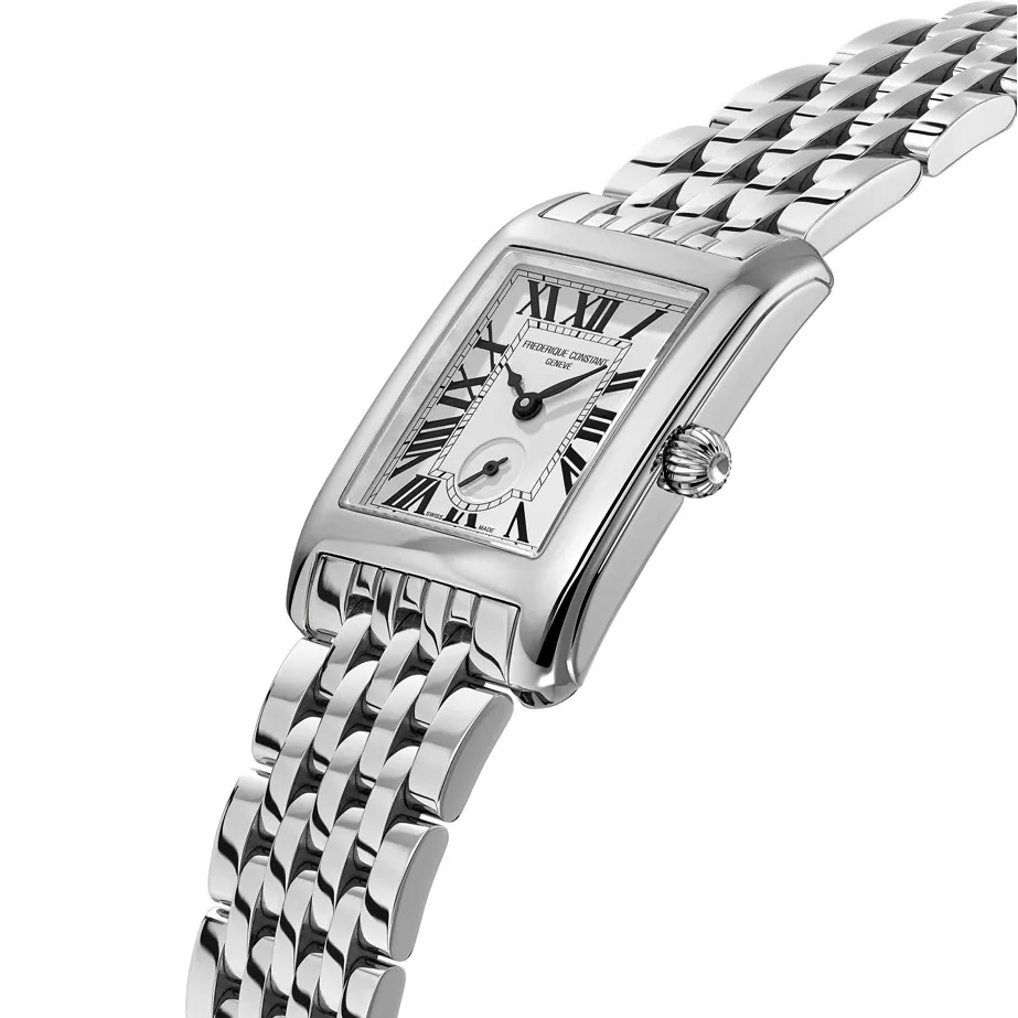 FREDERIQUE CONSTANT Carree Small Seconds Quartz White Dial 36×25.20mm Silver Stainless Steel Bracelet FC-235S2C6B - 