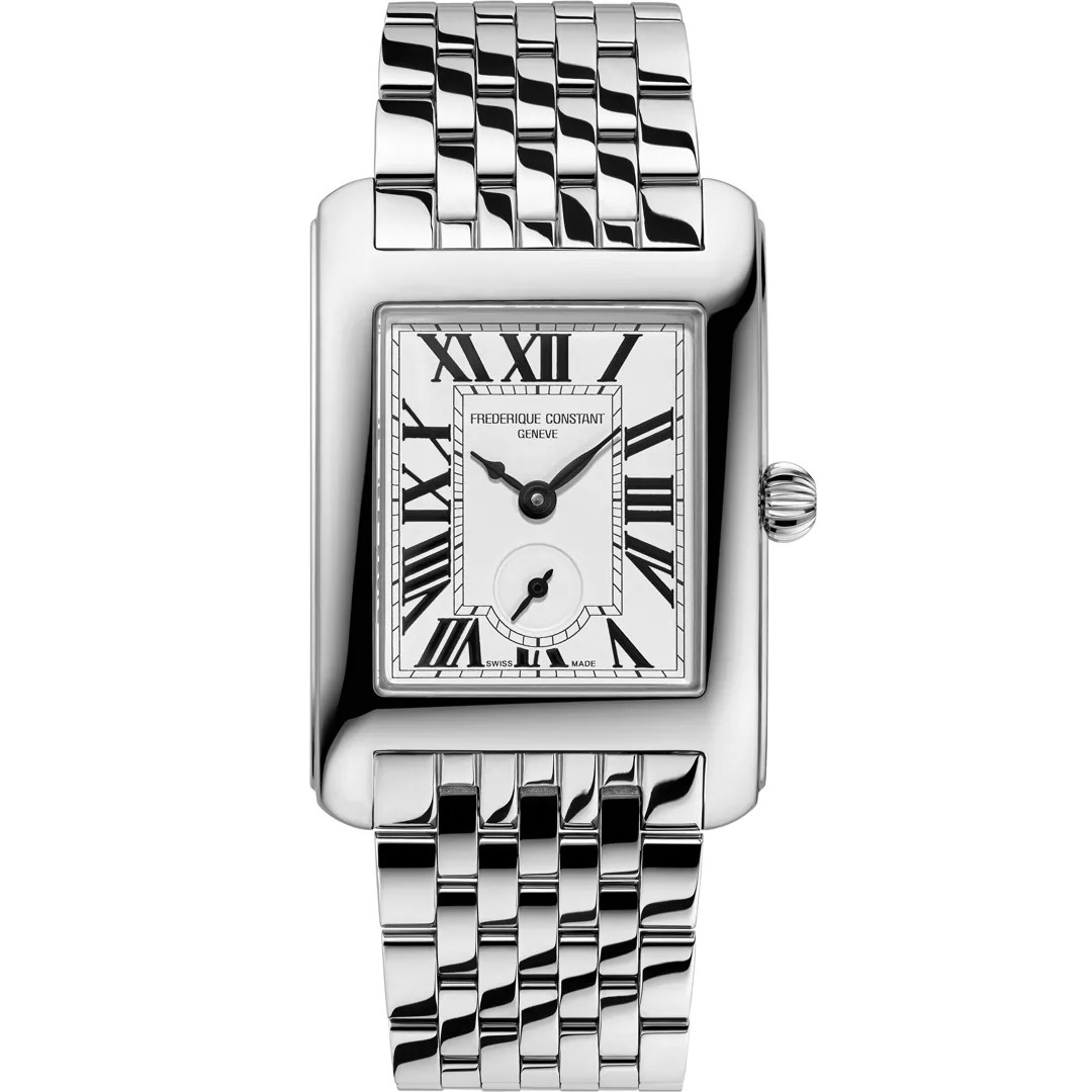 FREDERIQUE CONSTANT Carree Small Seconds Quartz White Dial 36×25.20mm Silver Stainless Steel Bracelet FC-235S2C6B - 