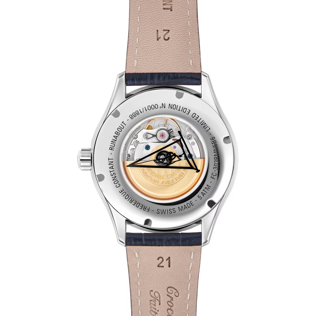 FREDERIQUE CONSTANT Runabout Automatic Limited Edition Electric Blue Dial 42mm Silver Stainless Steel Blue Leather Strap FC-303RMLN5B6 - 3