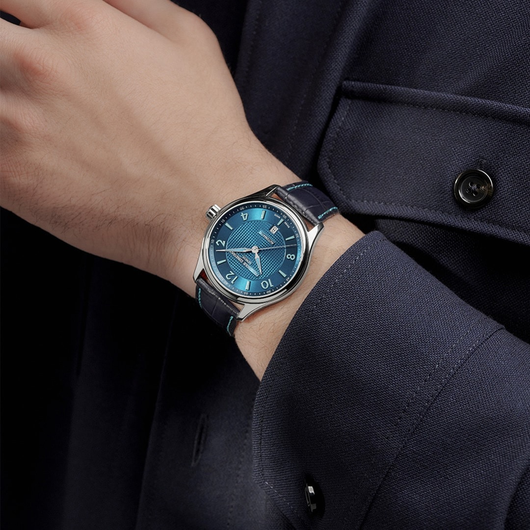 FREDERIQUE CONSTANT Runabout Automatic Limited Edition Electric Blue Dial 42mm Silver Stainless Steel Blue Leather Strap FC-303RMLN5B6 - 5