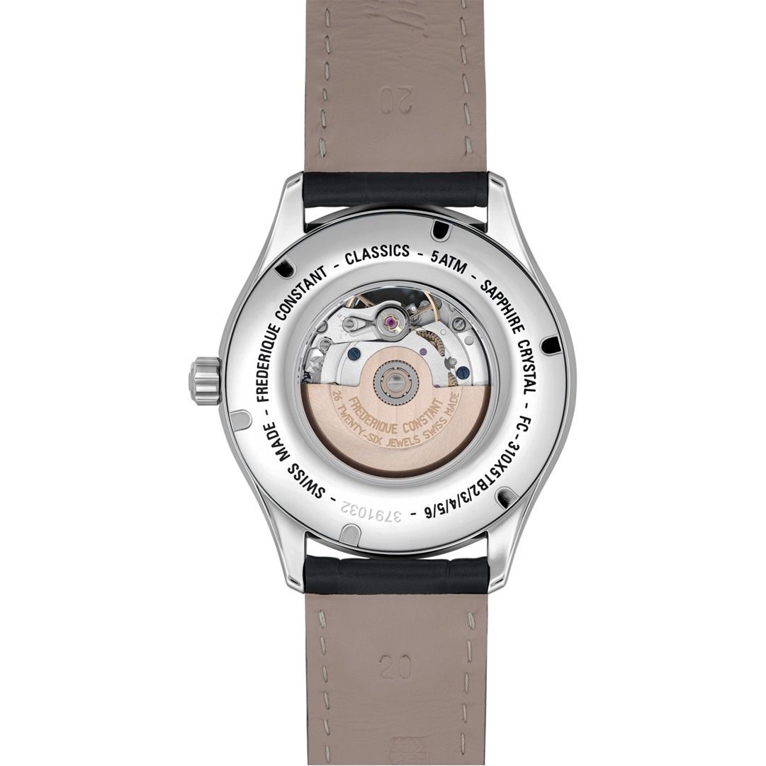 FREDERIQUE CONSTANT Heart Beat Automatic White Dial 40mm Silver Stainless Steel Black Leather Strap FC-310MC5B6 - 3