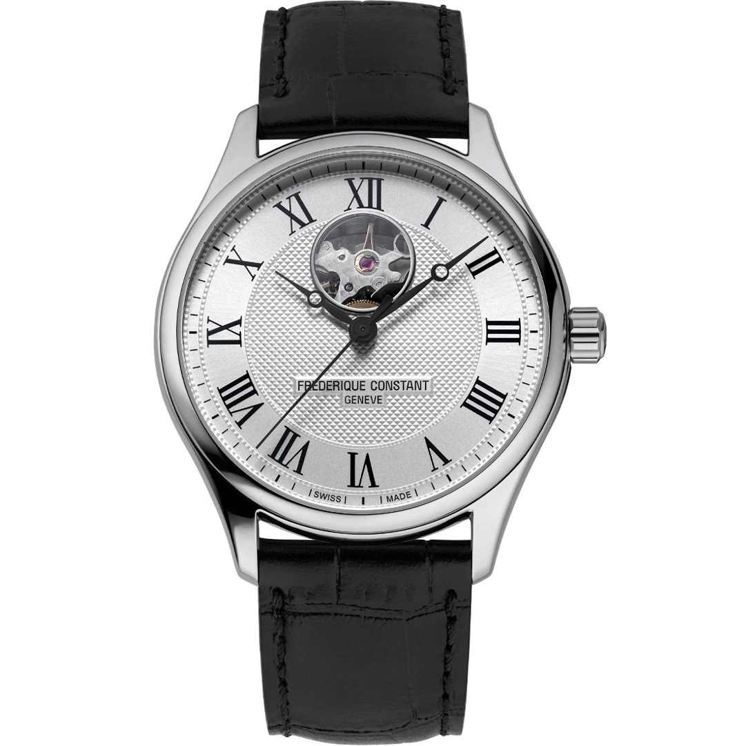 FREDERIQUE CONSTANT Heart Beat Automatic White Dial 40mm Silver Stainless Steel Black Leather Strap FC-310MC5B6 - 