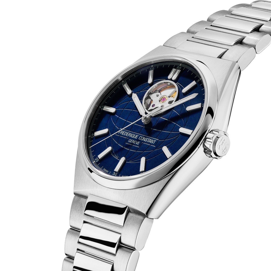FREDERIQUE CONSTANT Highlife Heart Beat Automatic Blue Dial 41mm Silver Stainless Steel Bracelet FC-310N4NH6B - 