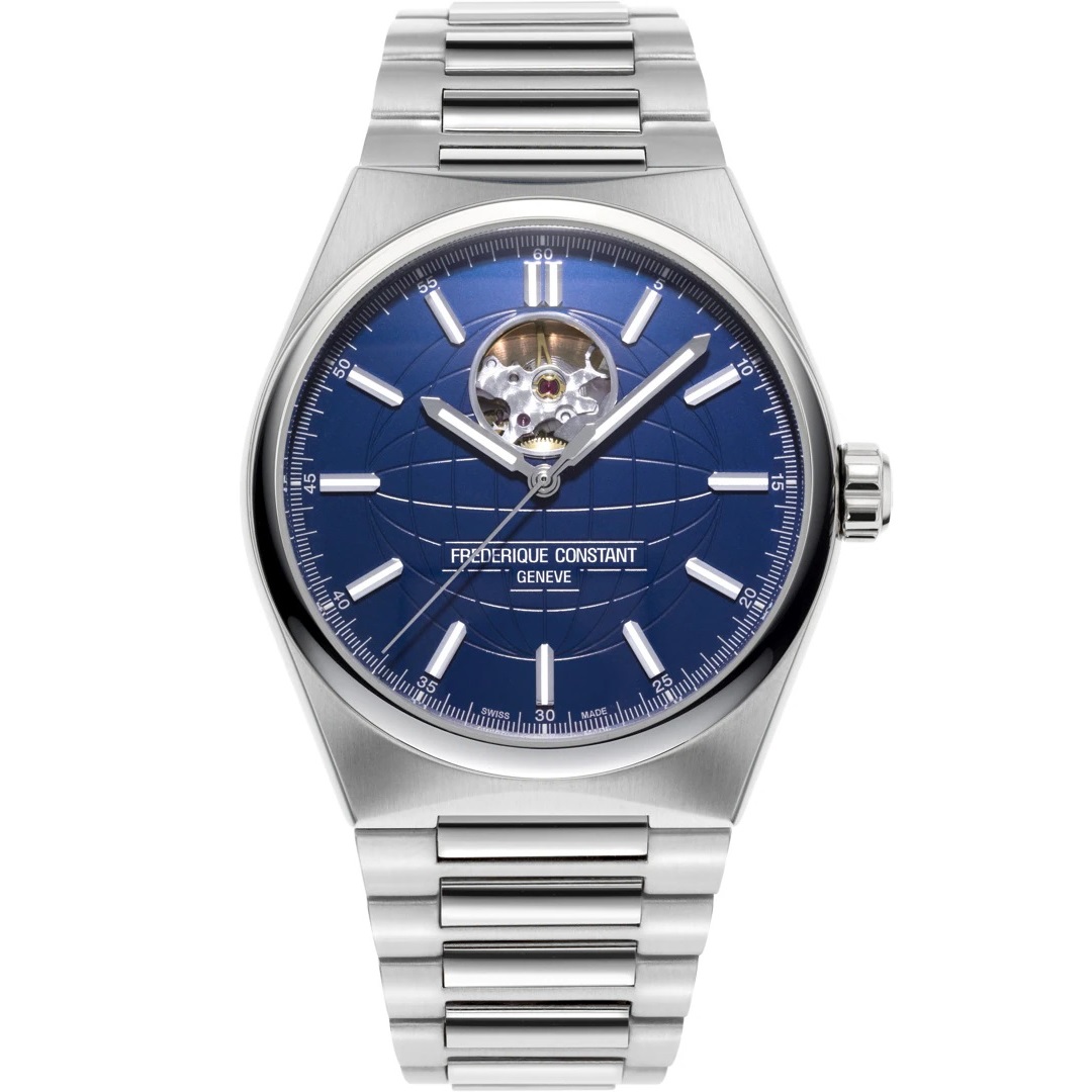 FREDERIQUE CONSTANT Highlife Heart Beat Automatic Blue Dial 41mm Silver Stainless Steel Bracelet FC-310N4NH6B - 