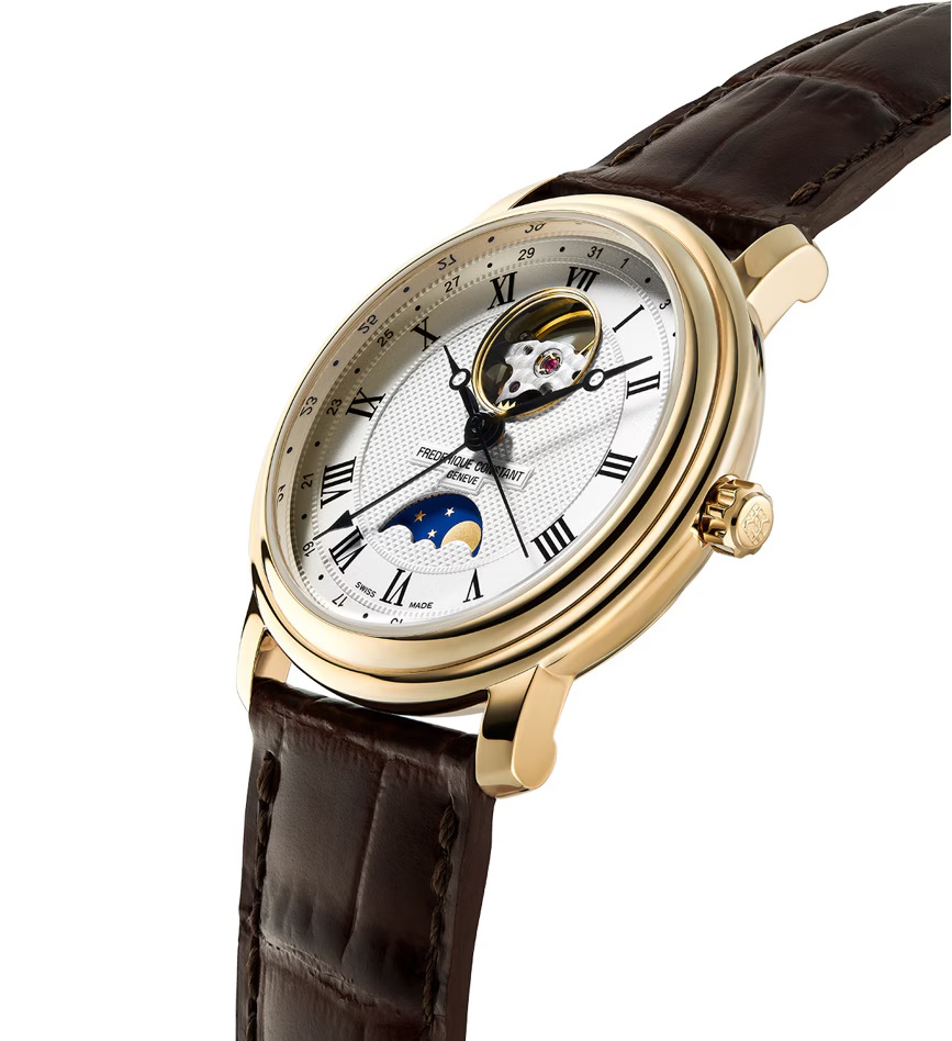 FREDERIQUE CONSTANT Heart Beat Moonphase Date Automatic White Dial 40mm Gold Stainless Steel Brown Leather Strap FC-335MC4P5 - 
