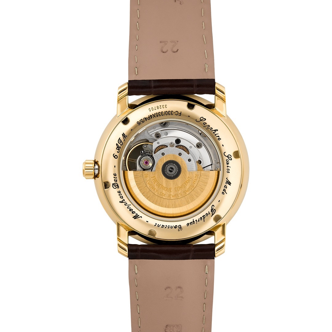FREDERIQUE CONSTANT Heart Beat Moonphase Date Automatic White Dial 40mm Gold Stainless Steel Brown Leather Strap FC-335MC4P5 - 3
