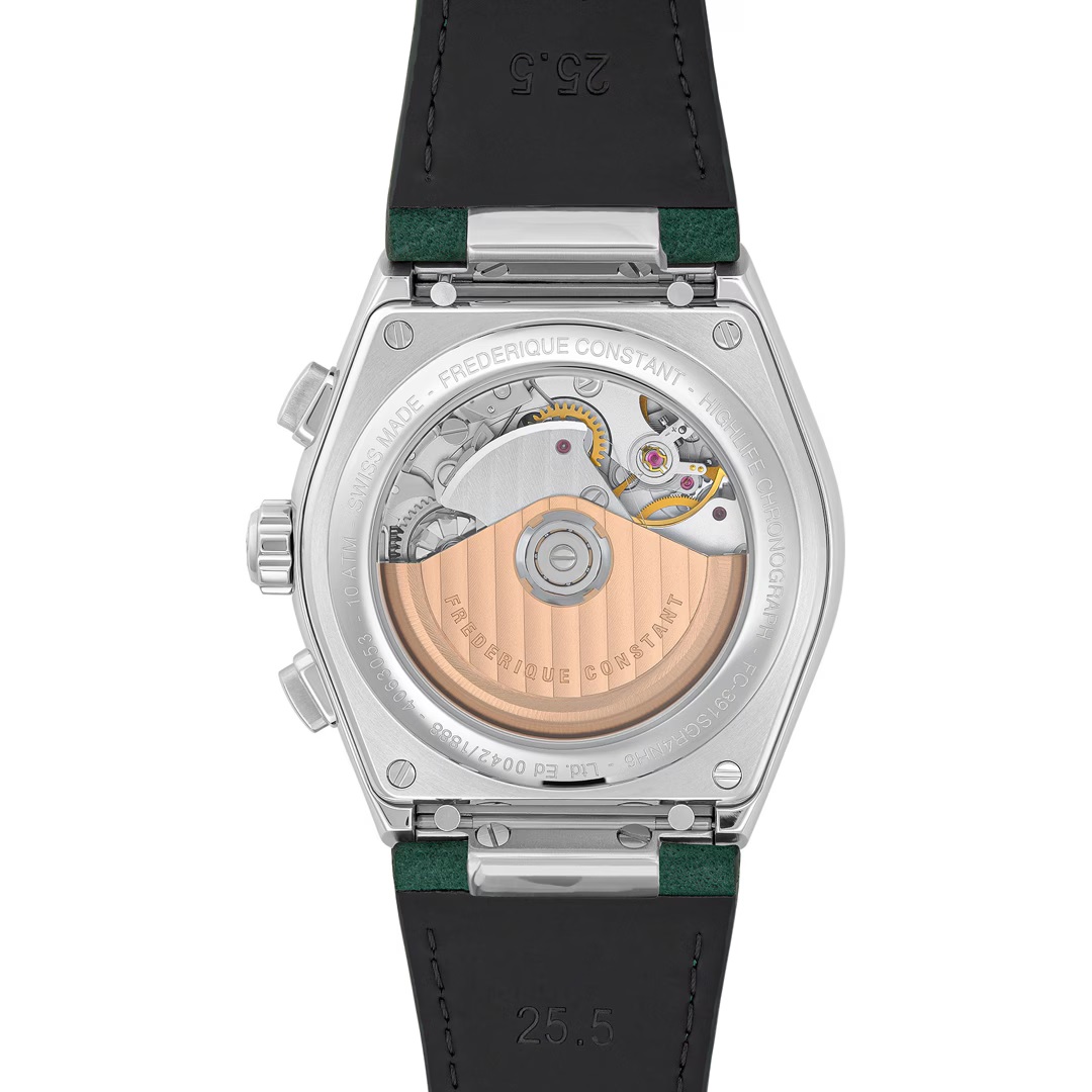 FREDERIQUE CONSTANT Highlife Chronograph Automatic Limited Edition White Green Dial 41mm Silver Stainless Steel Bracelet with 2 Straps FC-391SGR4NH - 6