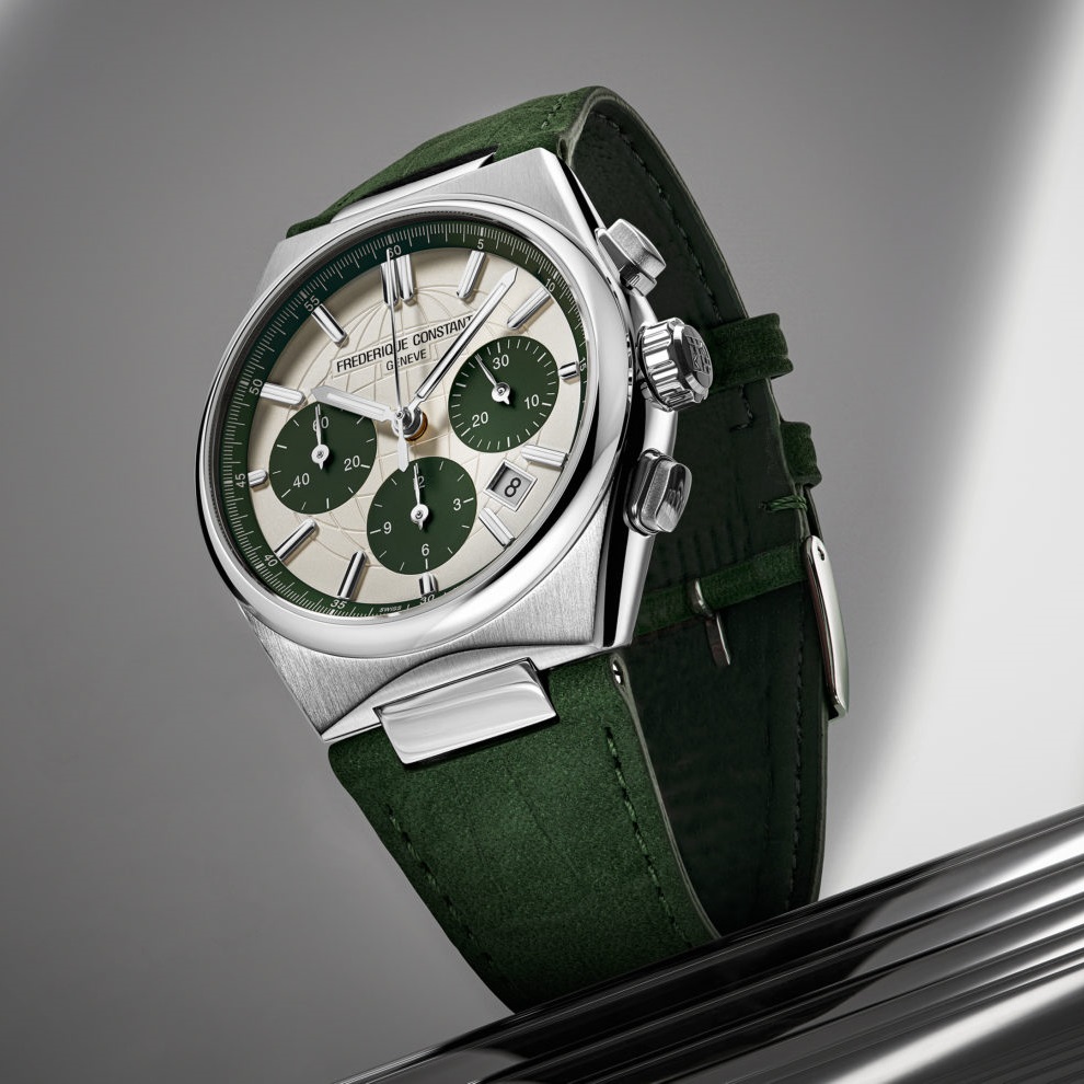 FREDERIQUE CONSTANT Highlife Chronograph Automatic Limited Edition White Green Dial 41mm Silver Stainless Steel Bracelet with 2 Straps FC-391SGR4NH - 3