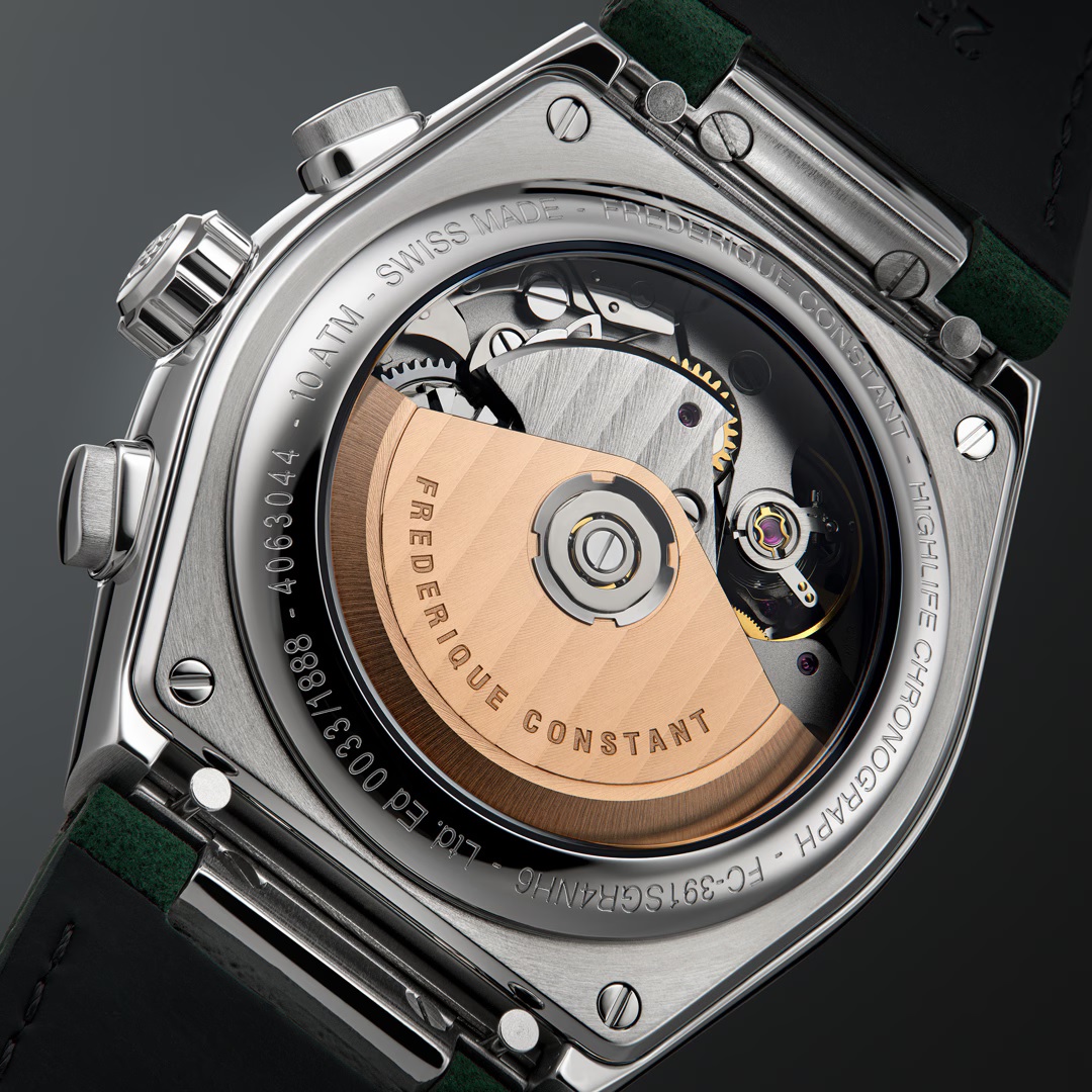 FREDERIQUE CONSTANT Highlife Chronograph Automatic Limited Edition White Green Dial 41mm Silver Stainless Steel Bracelet with 2 Straps FC-391SGR4NH - 5