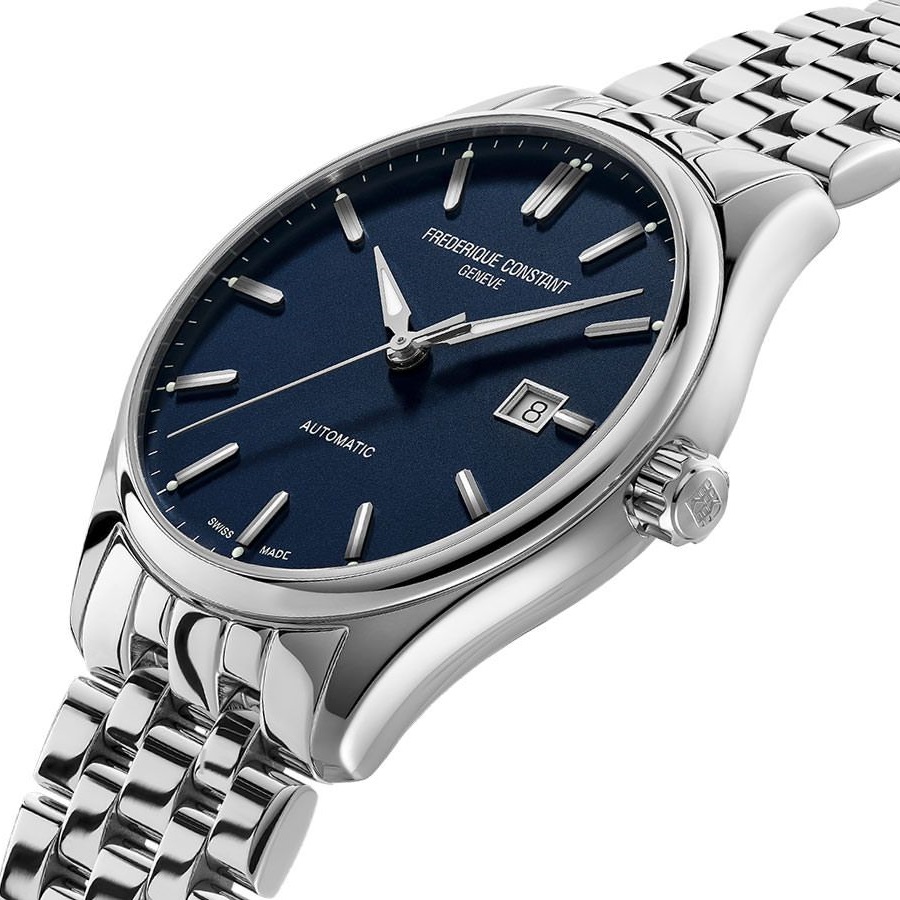 FREDERIQUE CONSTANT Index Automatic Blue Dial 40mm Silver Stainless Steel Bracelet FC-303NN5B6B - 