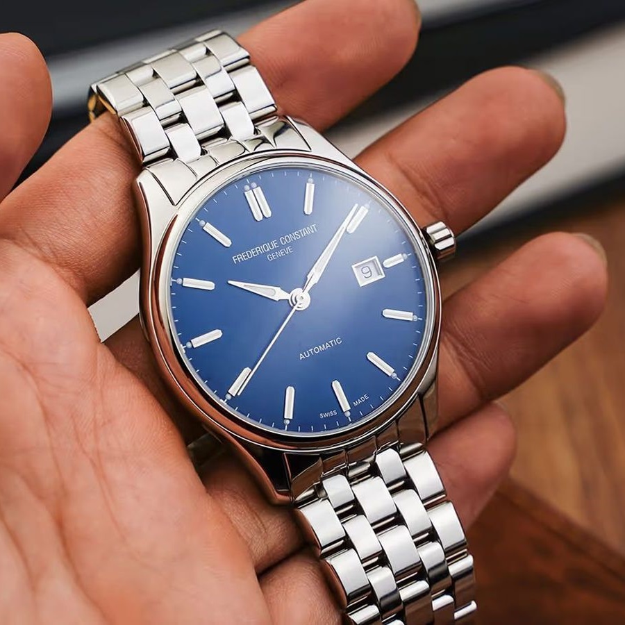 FREDERIQUE CONSTANT Index Automatic Blue Dial 40mm Silver Stainless Steel Bracelet FC-303NN5B6B - 7