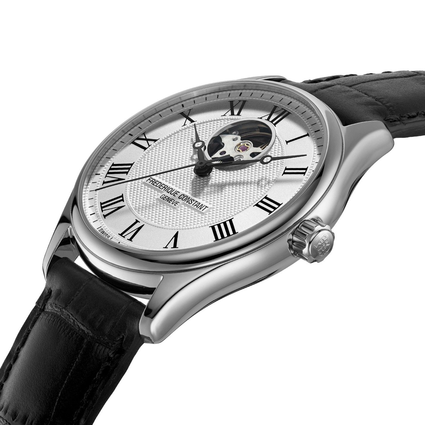 FREDERIQUE CONSTANT Heart Beat Automatic White Dial 40mm Silver Stainless Steel Black Leather Strap FC-310MC5B6 - 
