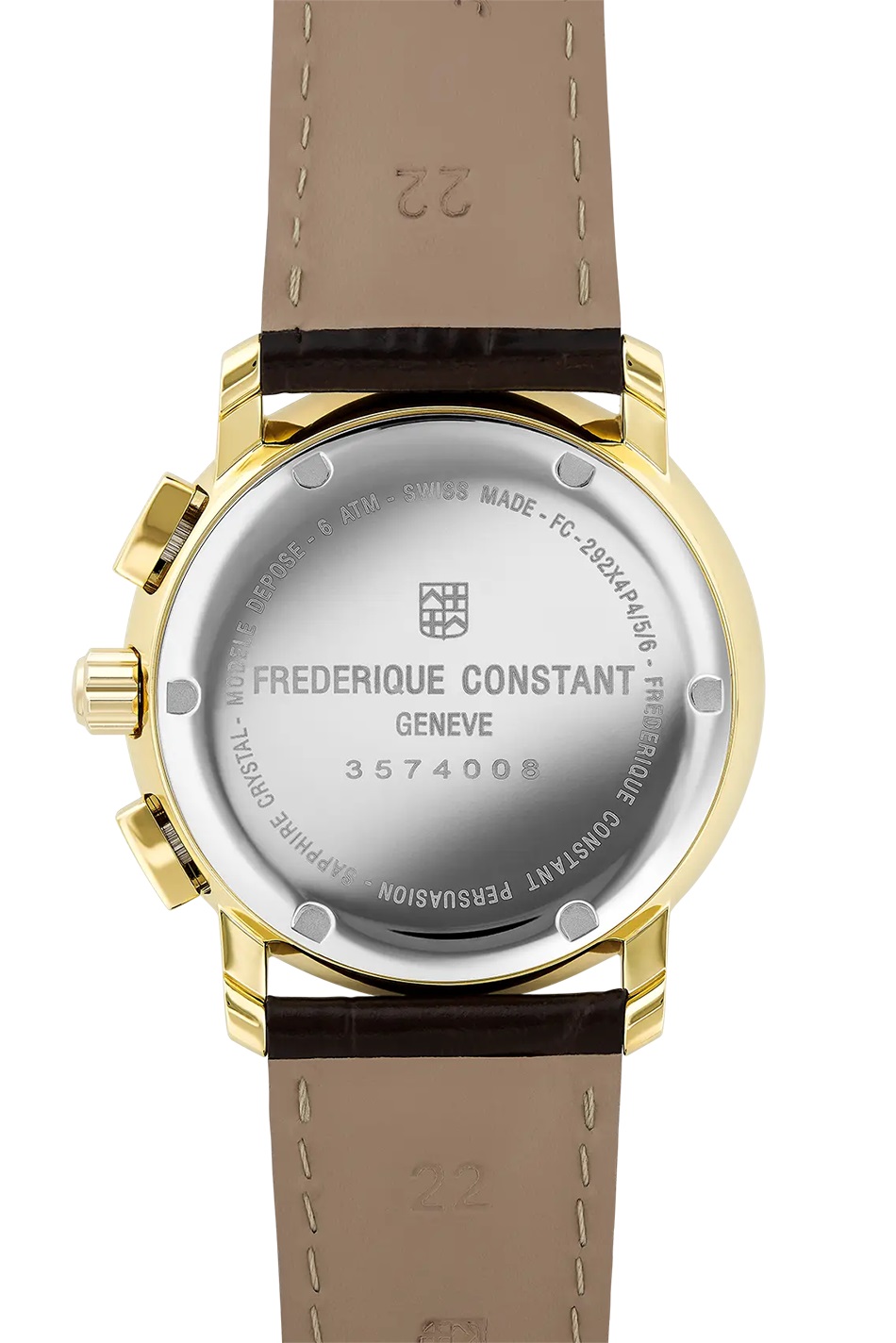 FREDERIQUE CONSTANT Classics Chronograph Quartz White Dial 40mm Gold Stainless Steel Brown Leather Strap FC-292MC4P5 - 3