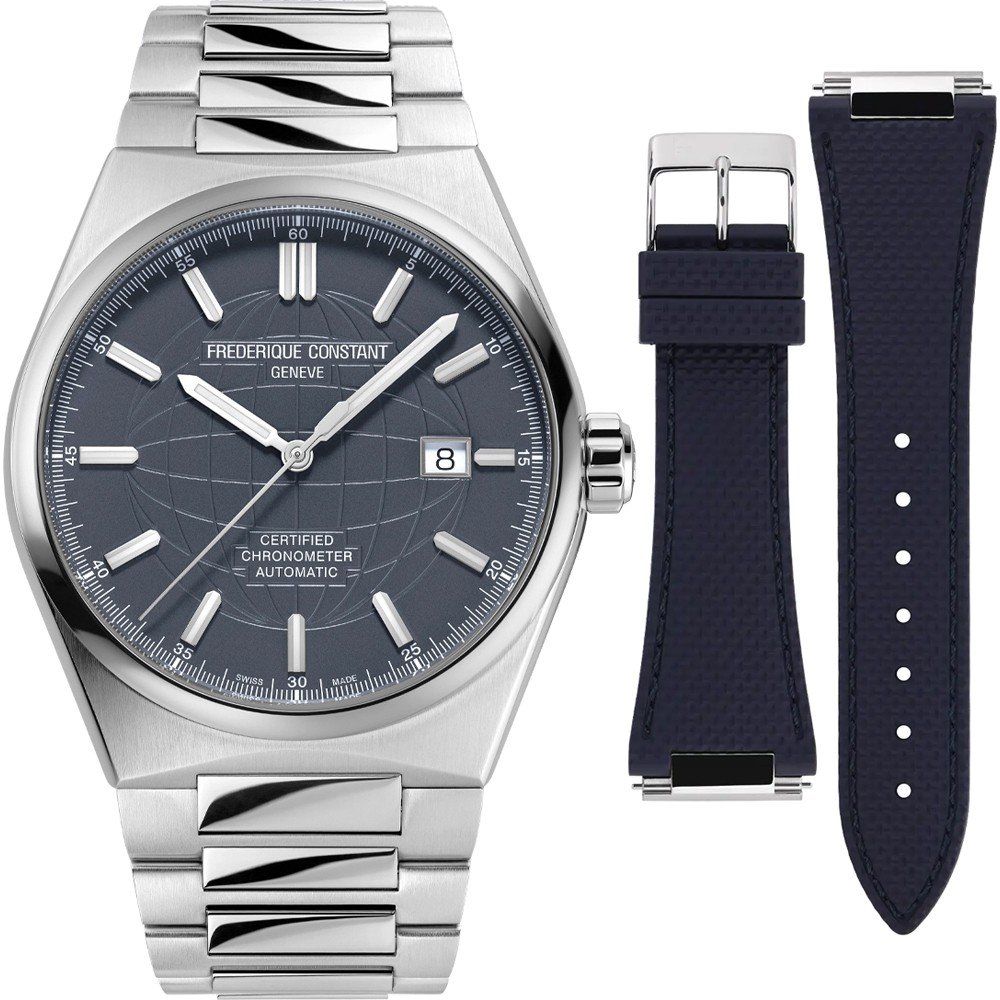 FREDERIQUE CONSTANT Highlife COSC Automatic Blue Dial 41mm Silver Stainless Steel Bracelet FC-303BL4NH6B - 