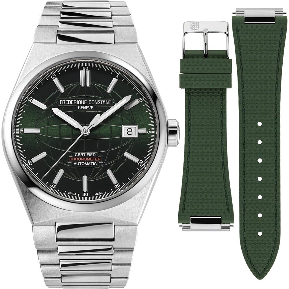 FREDERIQUE CONSTANT Highlife COSC Automatic Green Dial 39mm Silver Stainless Steel Bracelet FC-303G3NH6B - 