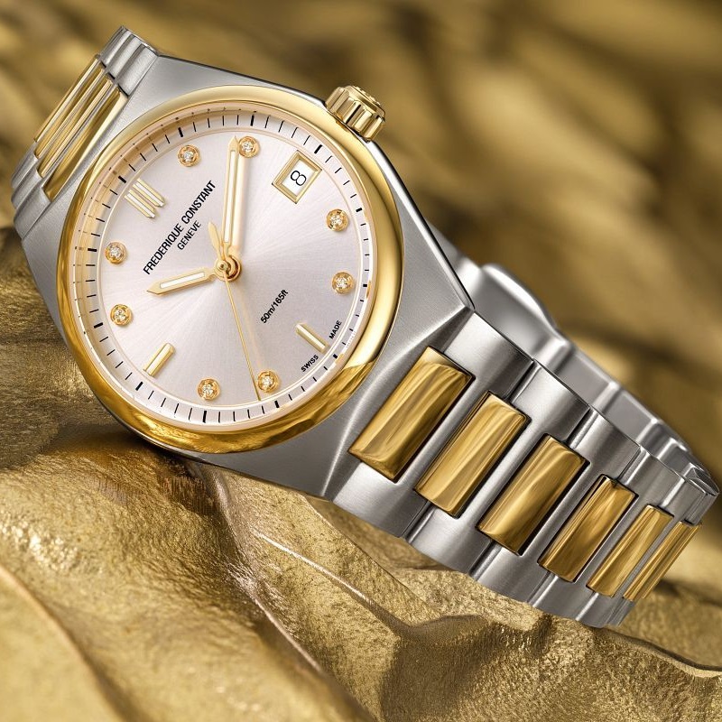 FREDERIQUE CONSTANT Highlife Ladies Quartz Silver Dial with Diamonds 31mm Two Tone Gold Stainless Steel Bracelet FC-240VD2NH3B - 5