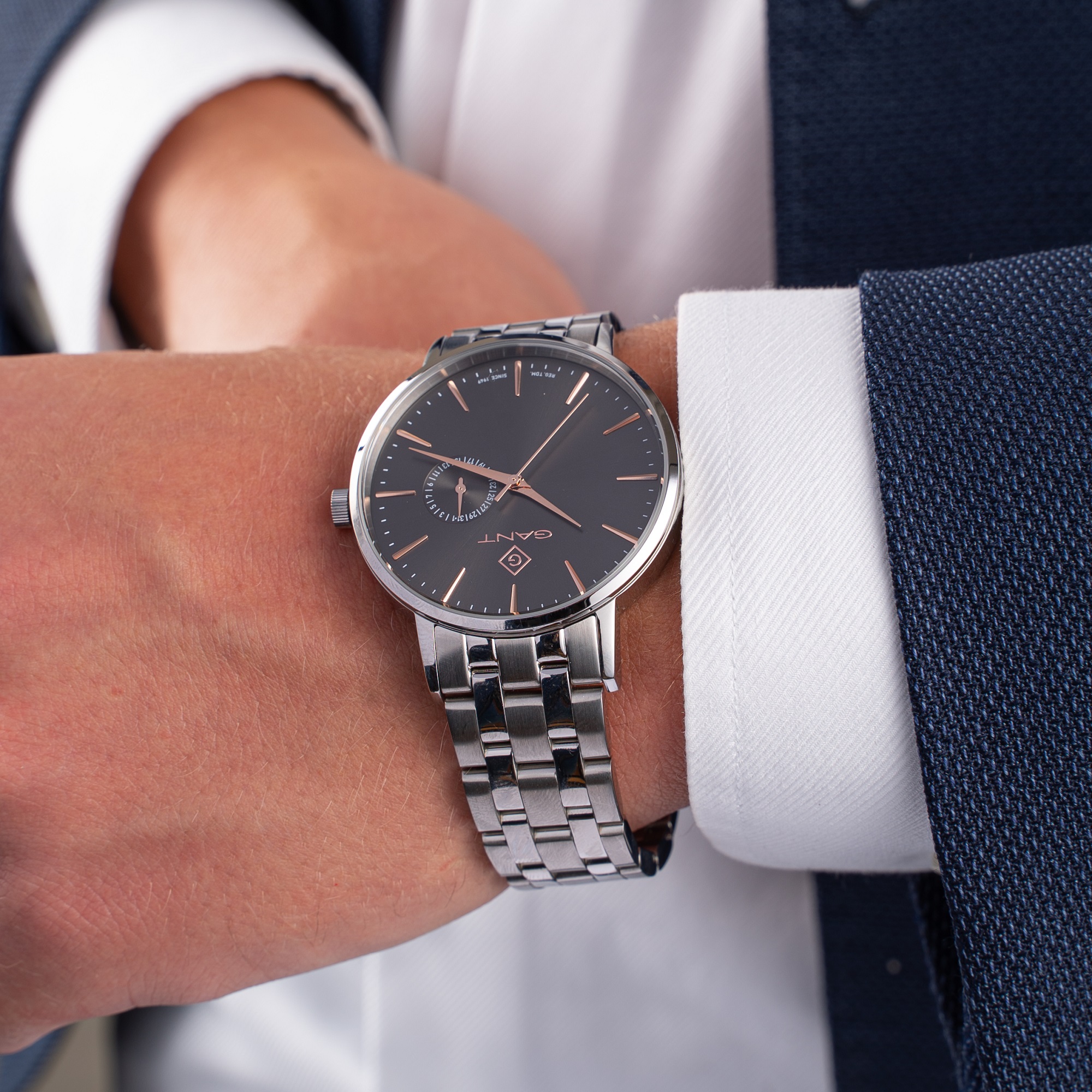 GANT Park Hill III Grey Dial 41.5mm Silver Stainless Steel Bracelet G105005 - 