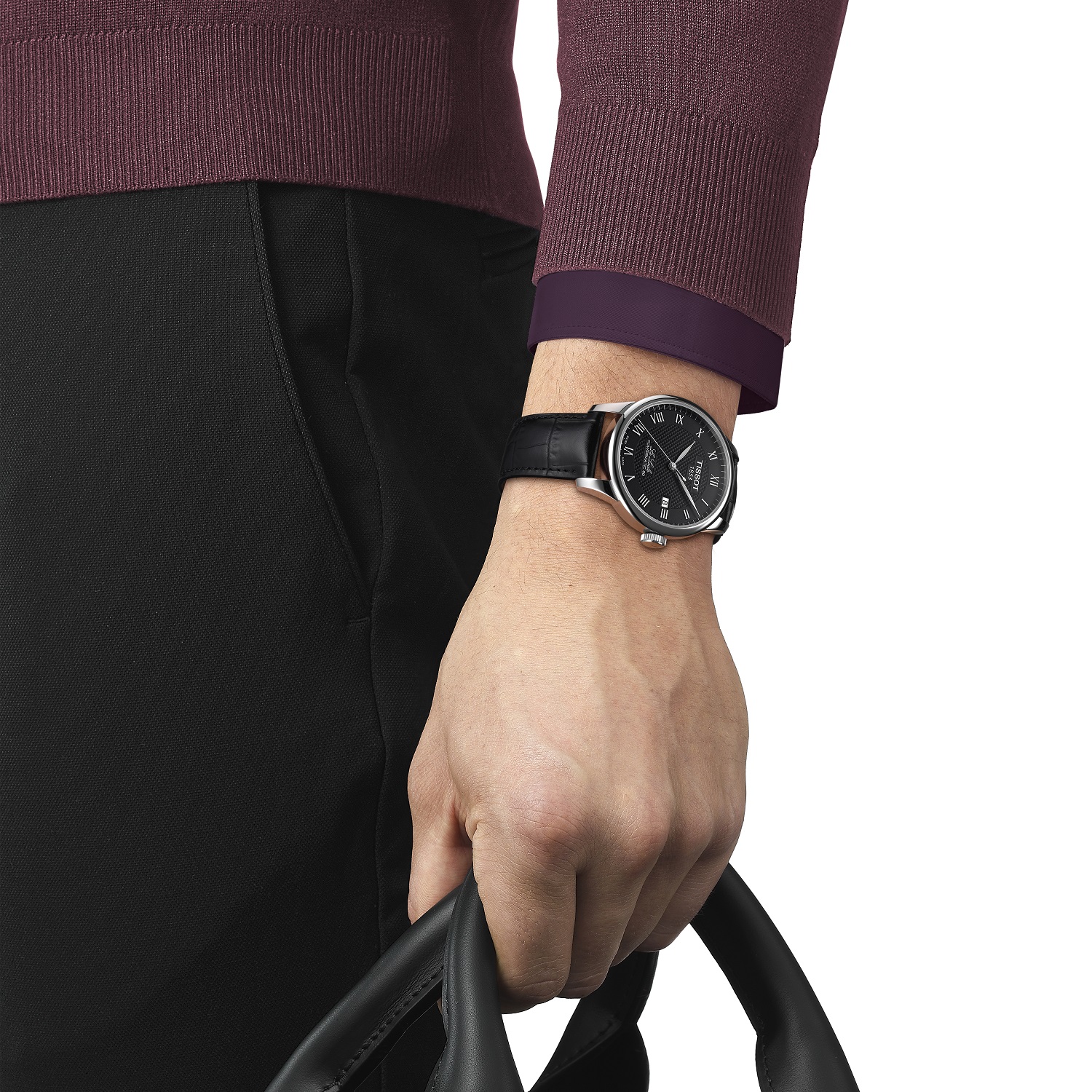 TISSOT Le Locle Powermatic 80 Black Dial 39.3mm Silver Stainless Steel Black Leather Strap T006.407.16.053.00 - 5