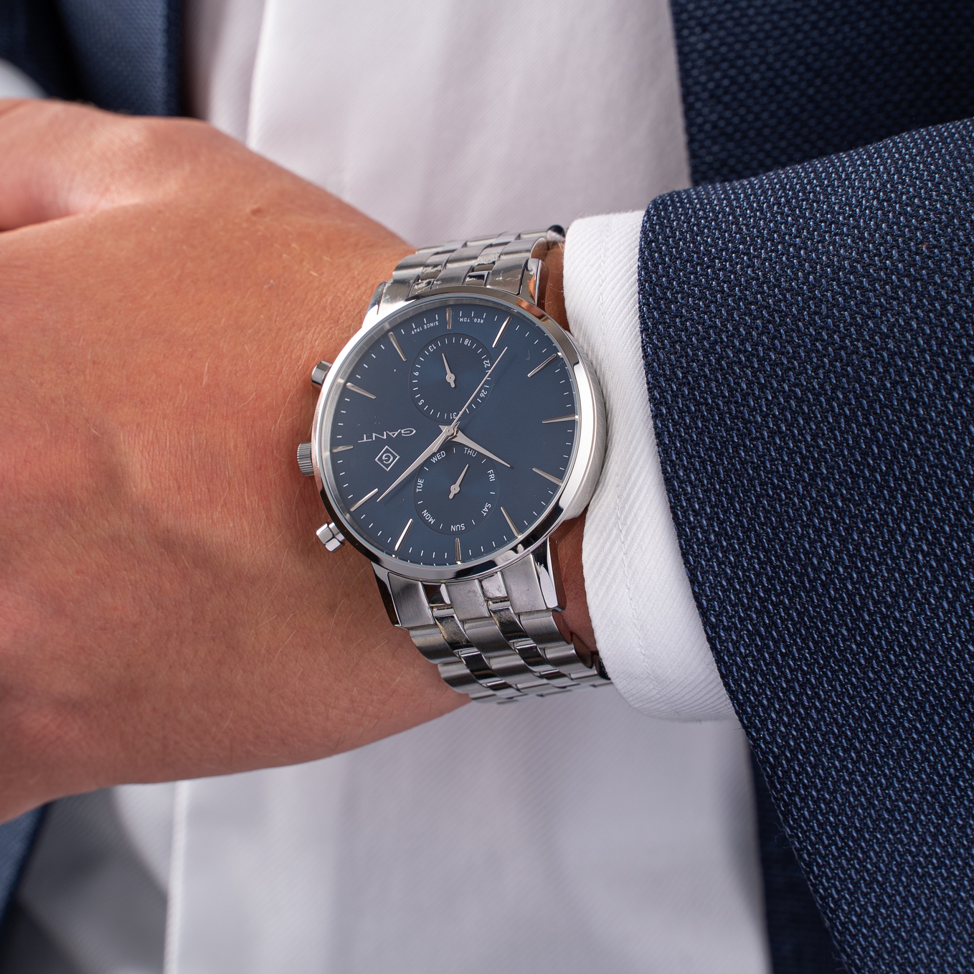GANT Park Hill Day-Date II Blue Dial 43.5mm Silver Stainless Steel Bracelet G121003 - 5