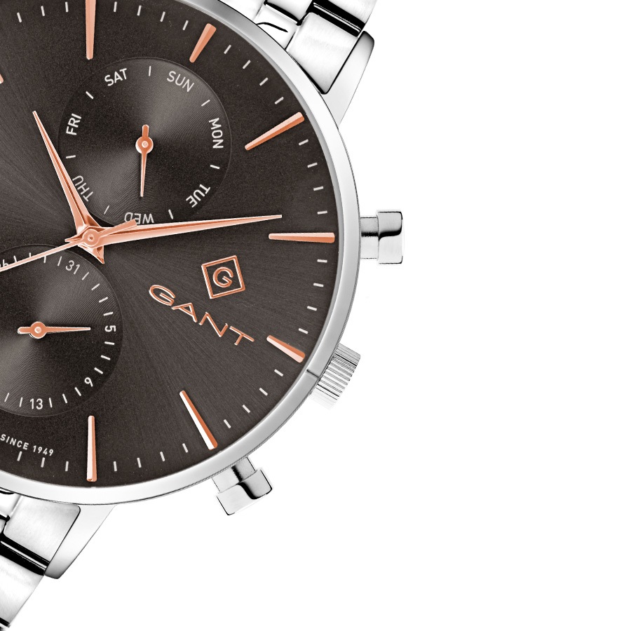 GANT Park Hill Day-Date II Grey Rose Gold Dial 43.5mm Silver Stainless Steel Bracelet G121004 - 3