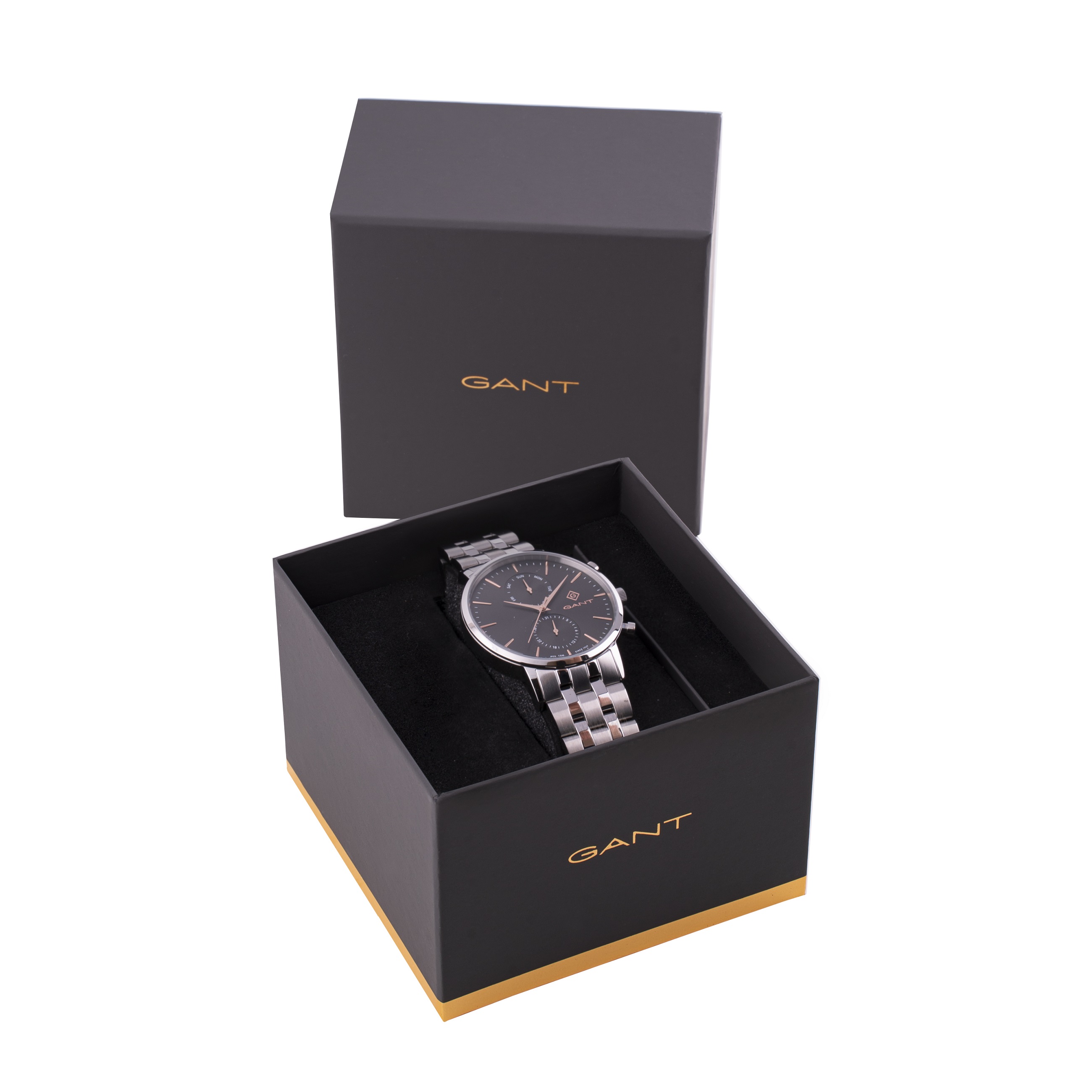 GANT Park Hill Day-Date II Grey Rose Gold Dial 43.5mm Silver Stainless Steel Bracelet G121004 - 4