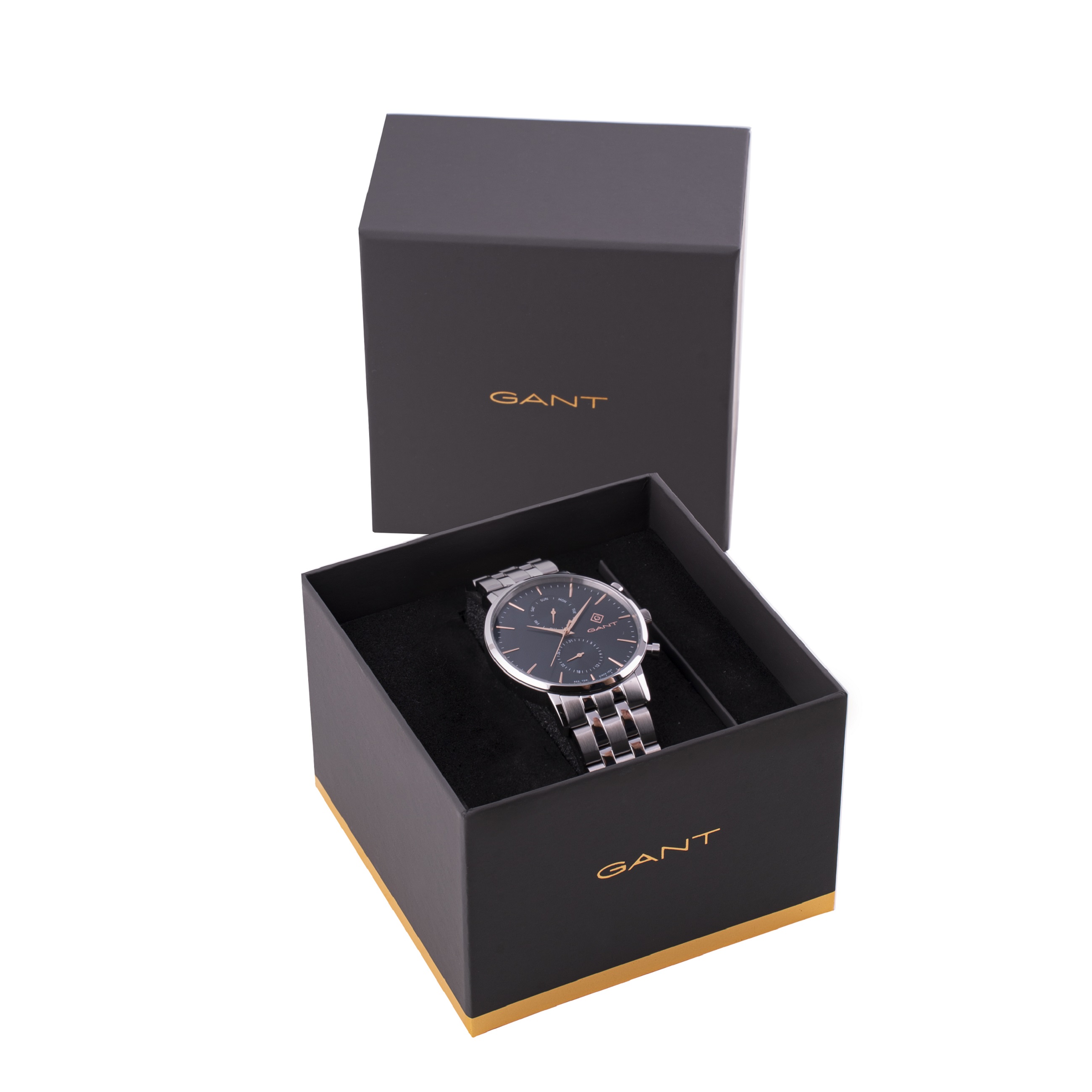 GANT Park Hill Day-Date II Blue Rose Gold Dial 43.5mm Silver Stainless Steel Bracelet G121010 - 4