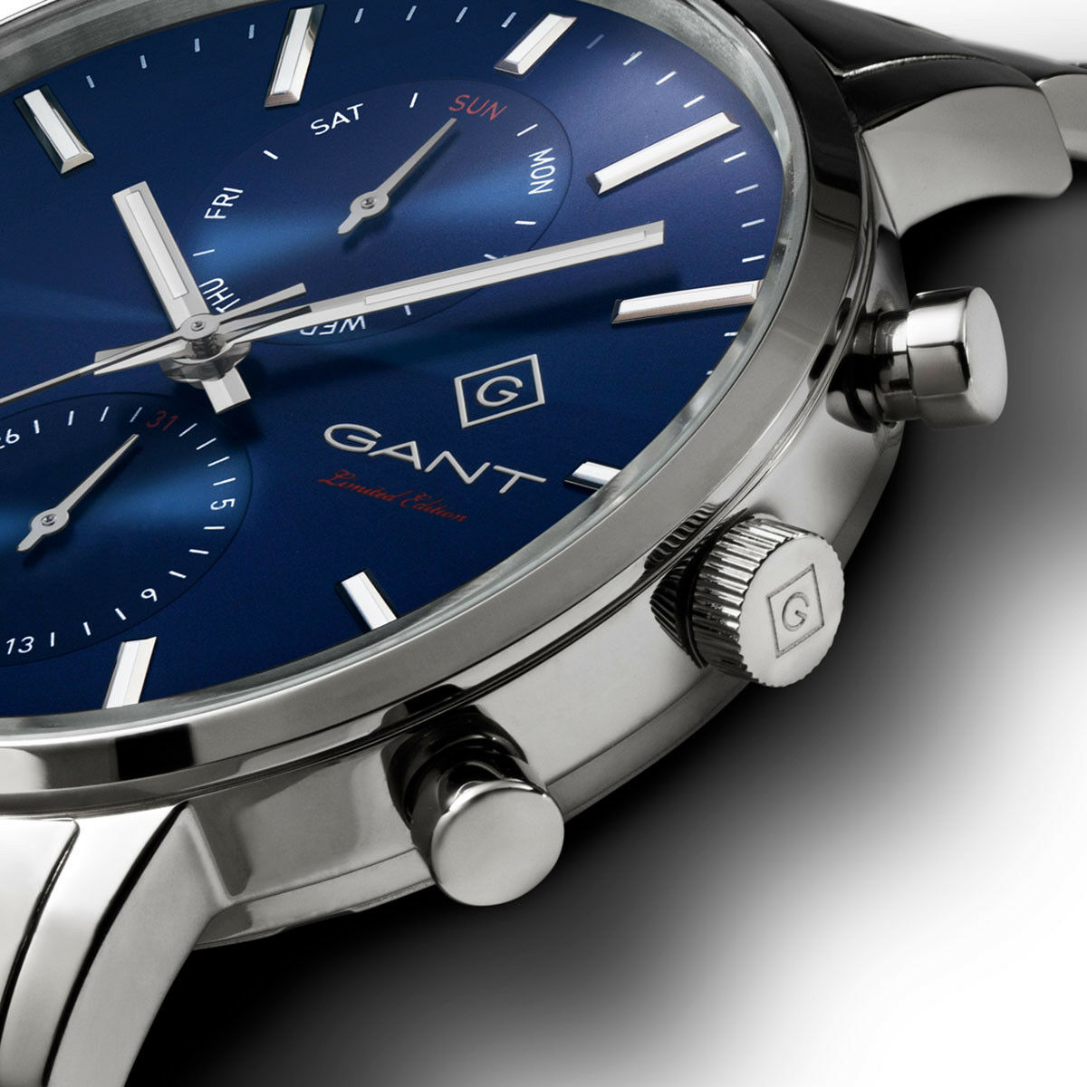 GANT Park Hill Day-Date II 75th Anniversary Limited Edition Blue Dial 43.5mm Silver Stainless Steel Bracelet G121021 - 