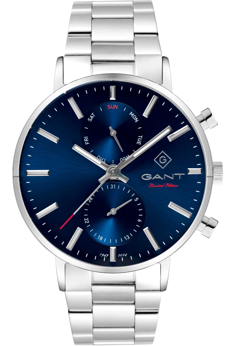 GANT Park Hill Day-Date II 75th Anniversary Limited Edition Blue Dial 43.5mm Silver Stainless Steel Bracelet G121021 - 