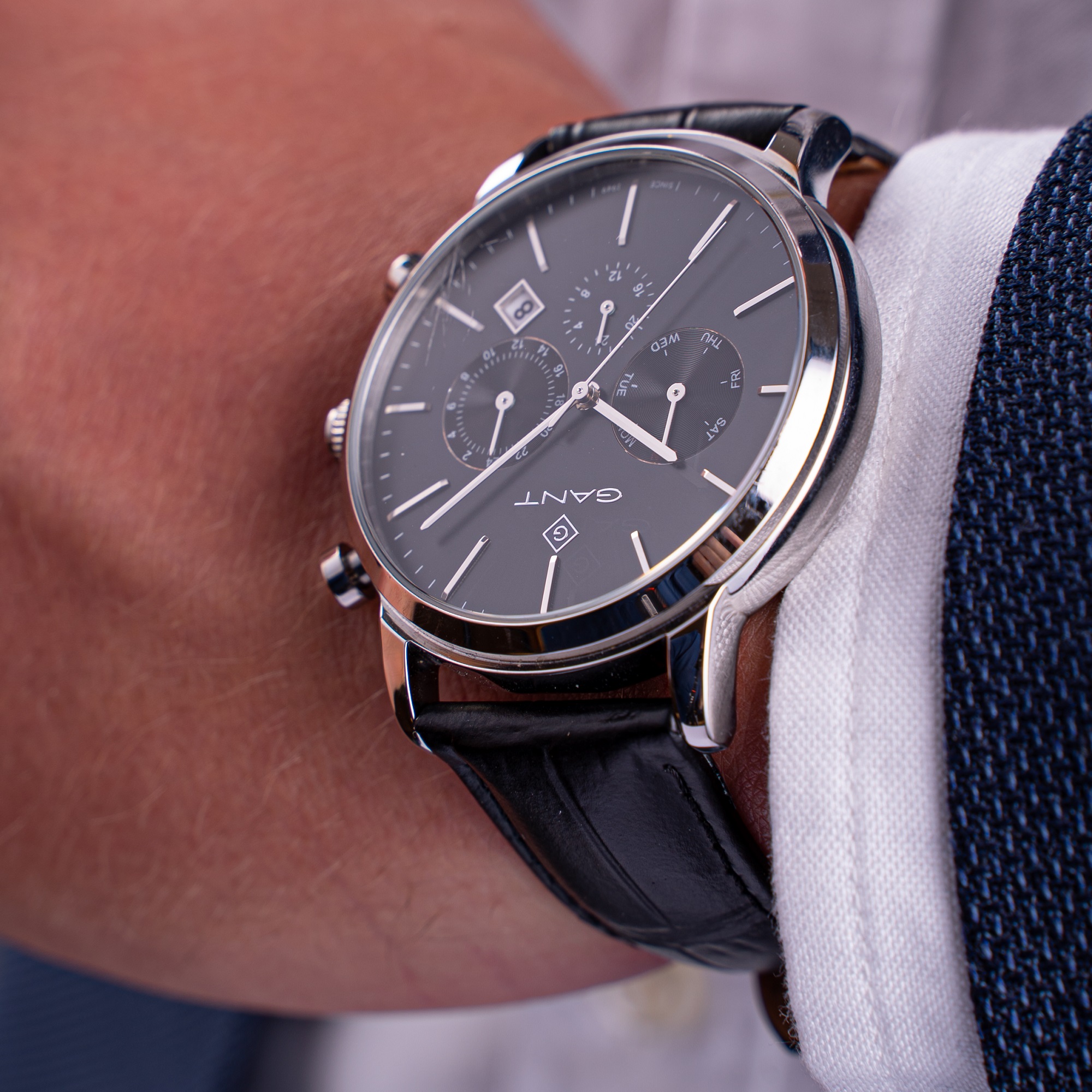 GANT Cleveland Multifunction Black Dial 43.5mm Silver Stainless Steel Black Leather Strap G132006 - 3