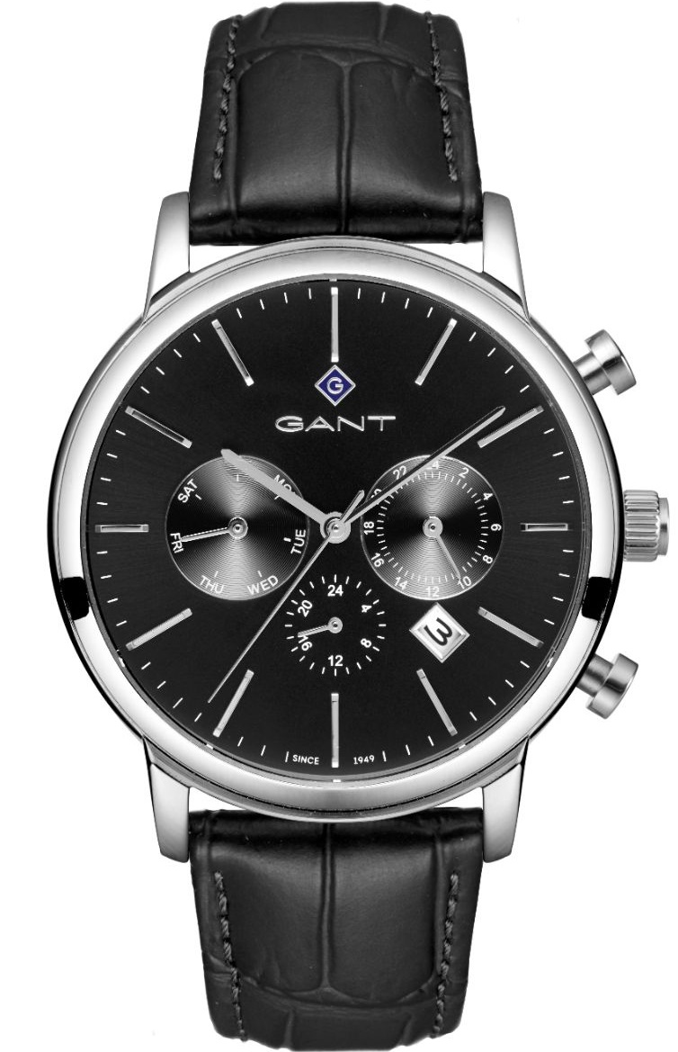 GANT Cleveland Multifunction Black Dial 43.5mm Silver Stainless Steel Black Leather Strap G132006 - 