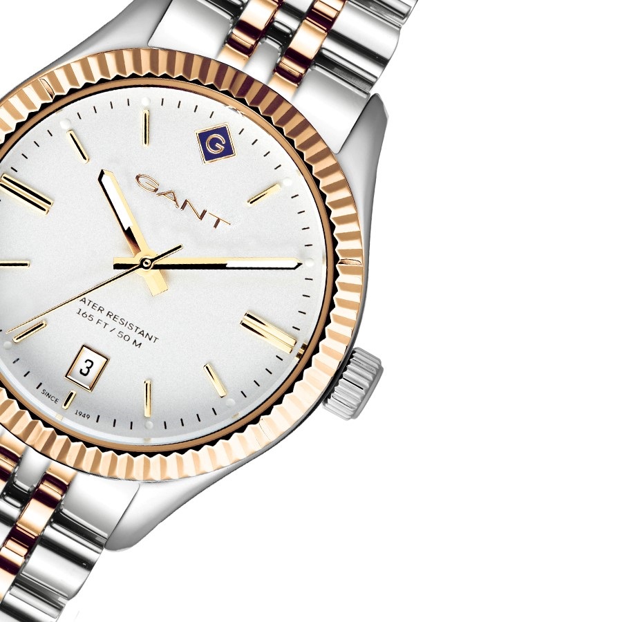 GANT Sussex White Dial 34mm Two Tone Gold Stainless Steel Bracelet G136009 - 