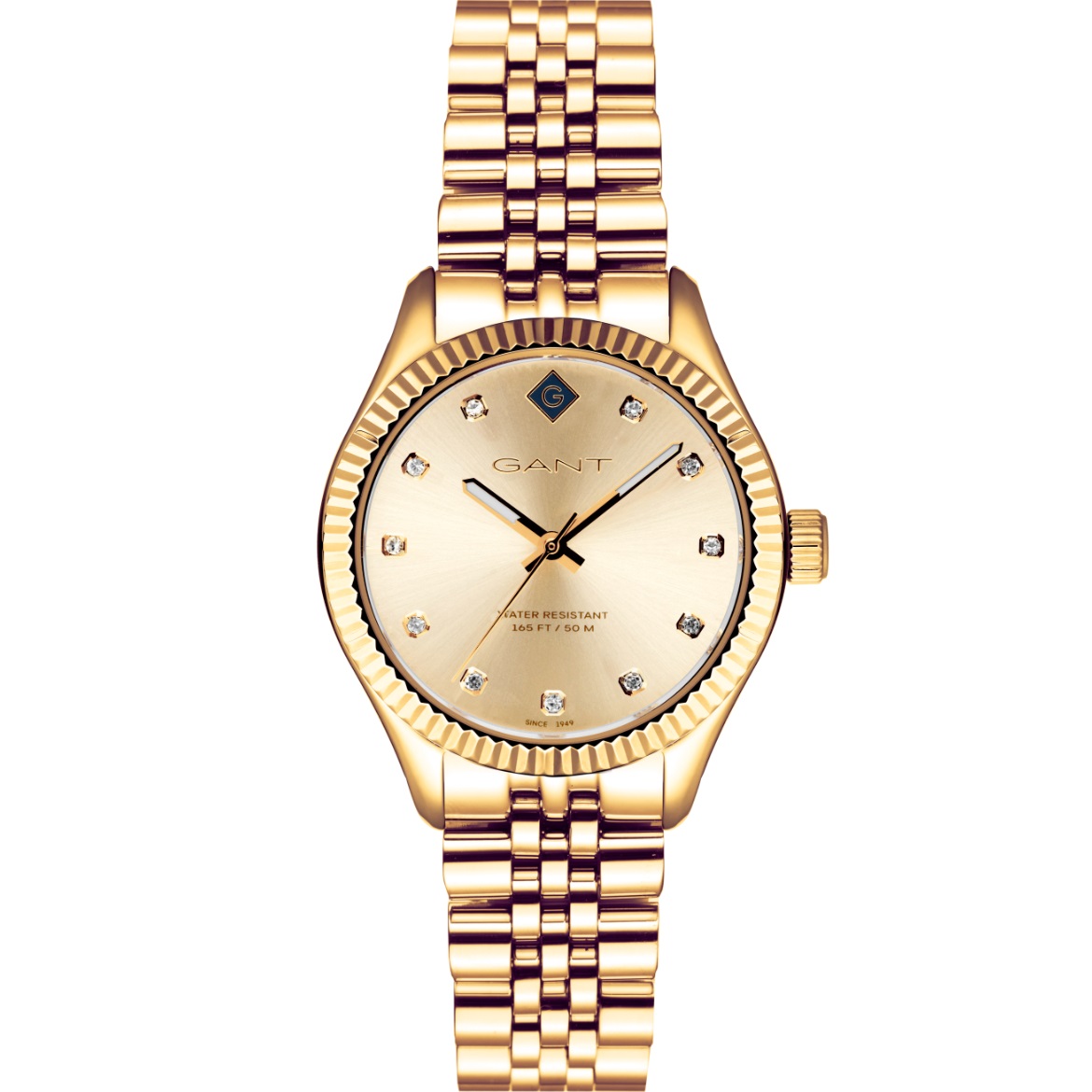 GANT Sussex Gold Dial With Crystals 34mm Gold Stainless Steel Bracelet G136026 - 