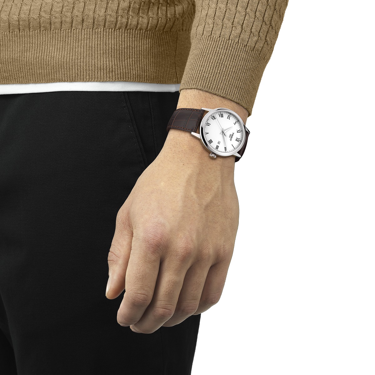 TISSOT Classic Dream White Dial 42mm Silver Stainless Steel Brown Leather Strap T129.410.16.013.00 - 4