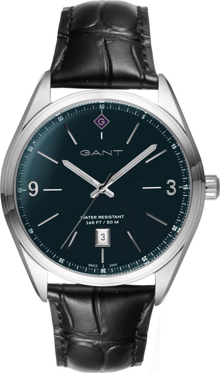 GANT Crestwood 42.5mm Silver Stainless Steel Black Leather Strap G141003 - 