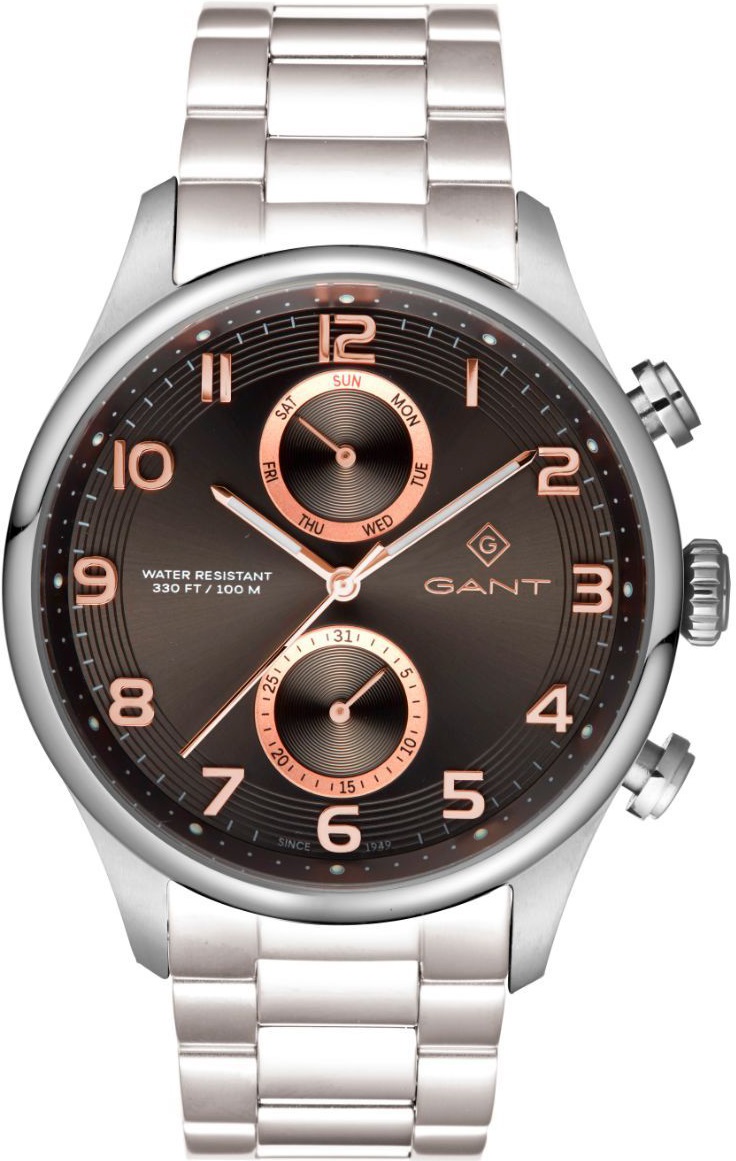 GANT Southampton Multifunction Grey Rose Gold Dial 43.5mm Silver Stainless Steel Bracelet G175004 - 