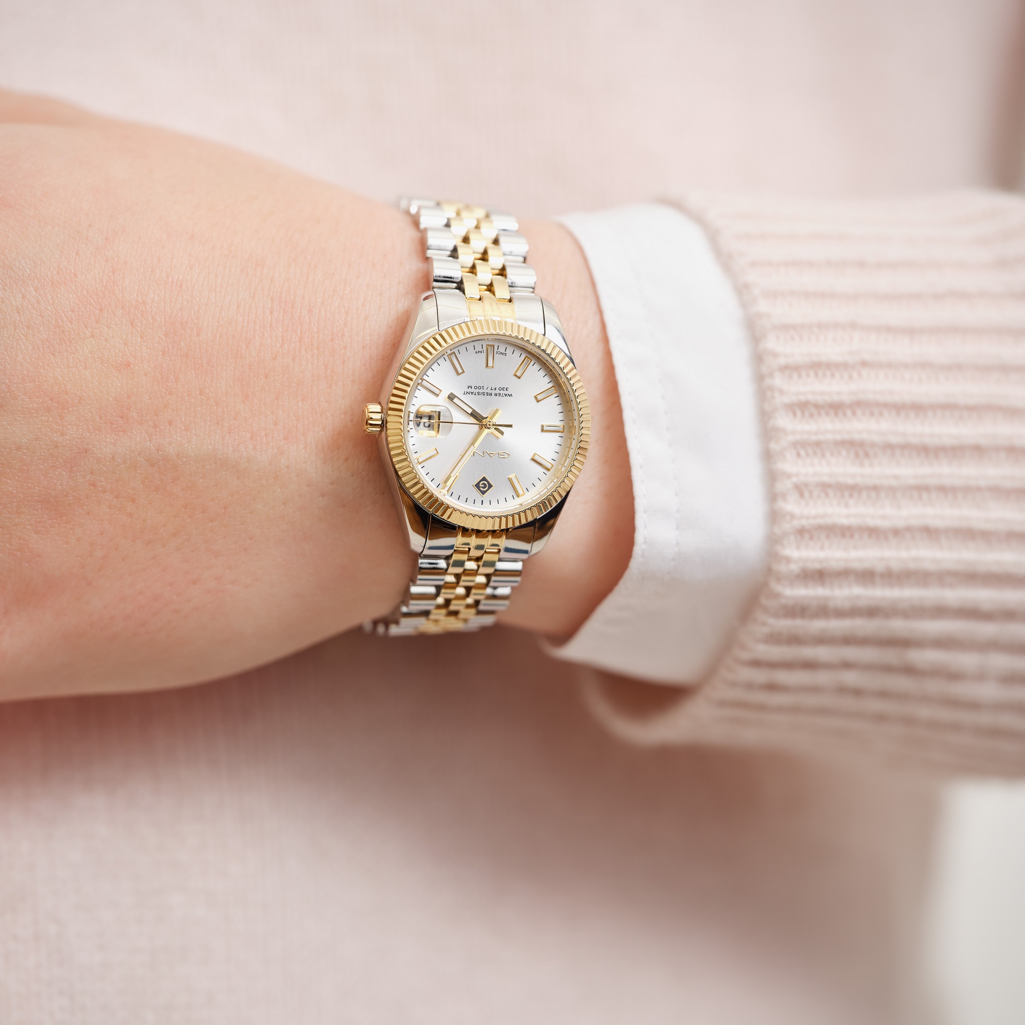 GANT Sussex Mini Silver Dial 28mm Two Tone Gold Stainless Steel Bracelet G181002 - 