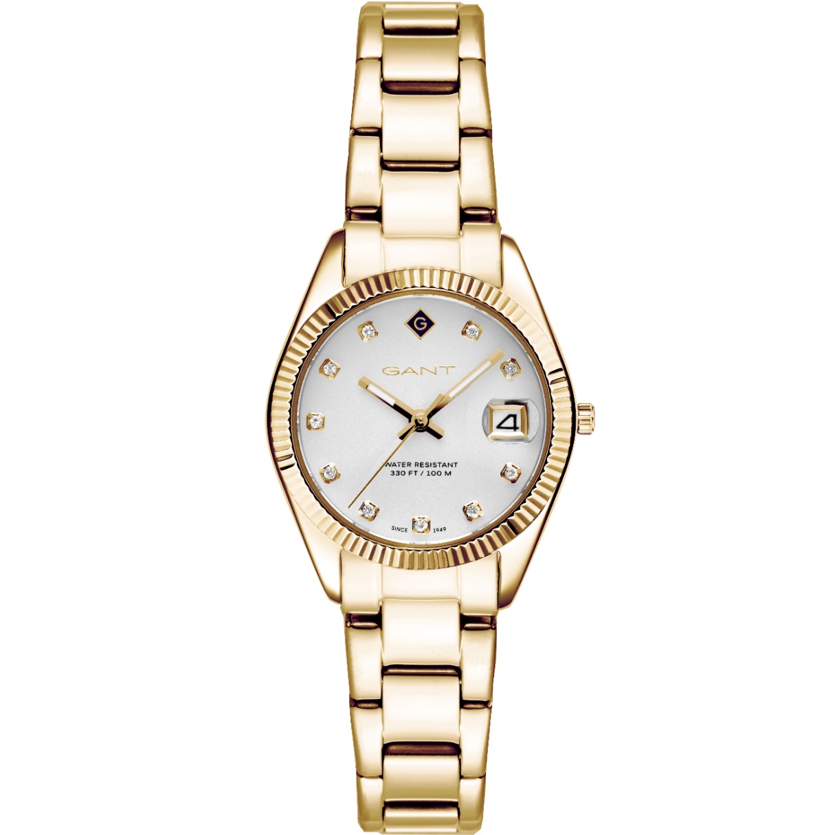 GANT Sussex Mini White Dial With Crystals 28mm Gold Stainless Steel Bracelet G181017 - 