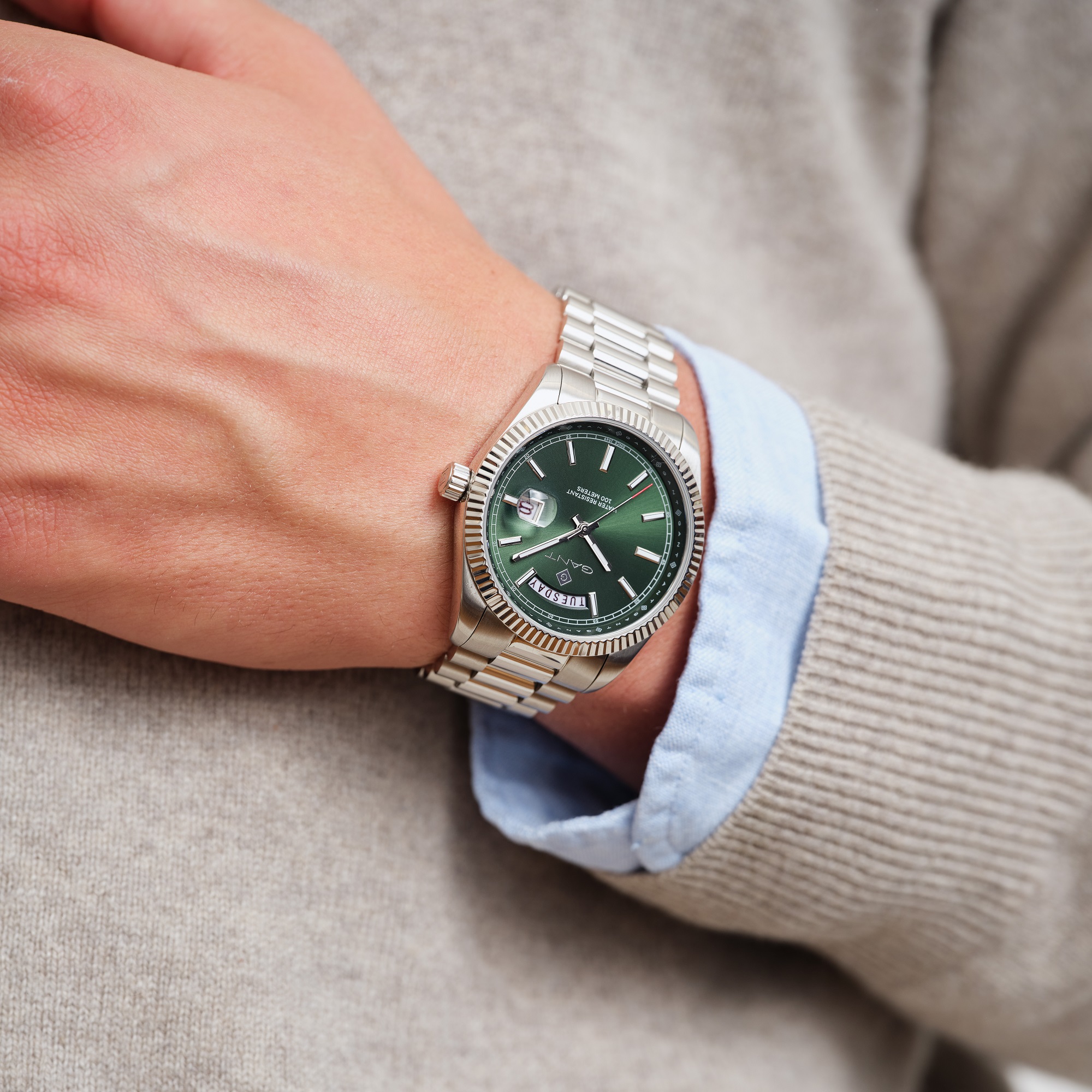 GANT Fairfax Green Dial 41mm Silver Stainless Steel Bracelet G189003 - 