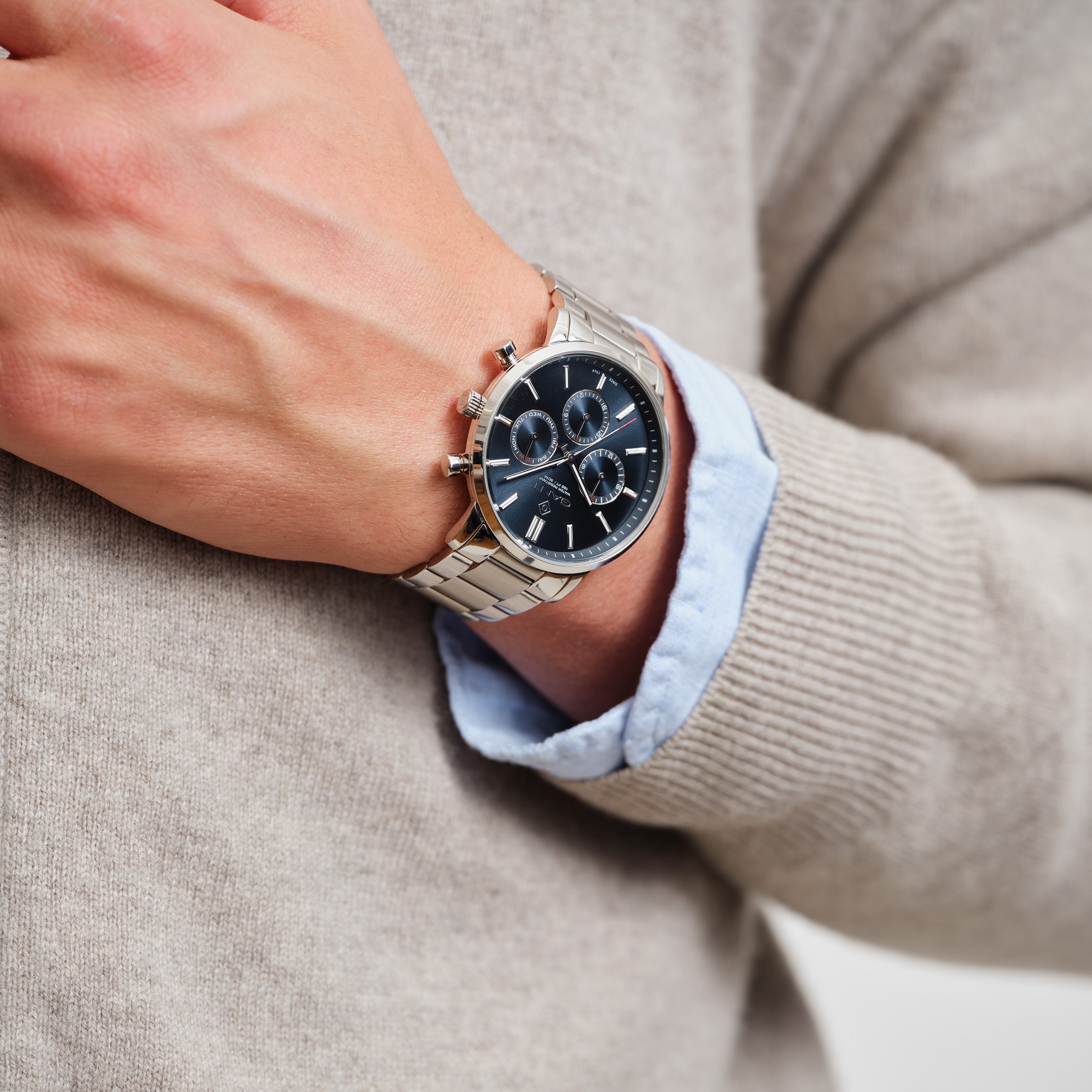 GANT East Hill Multifunction Blue Dial 42.5mm Silver Stainless Steel Bracelet G191002 - 