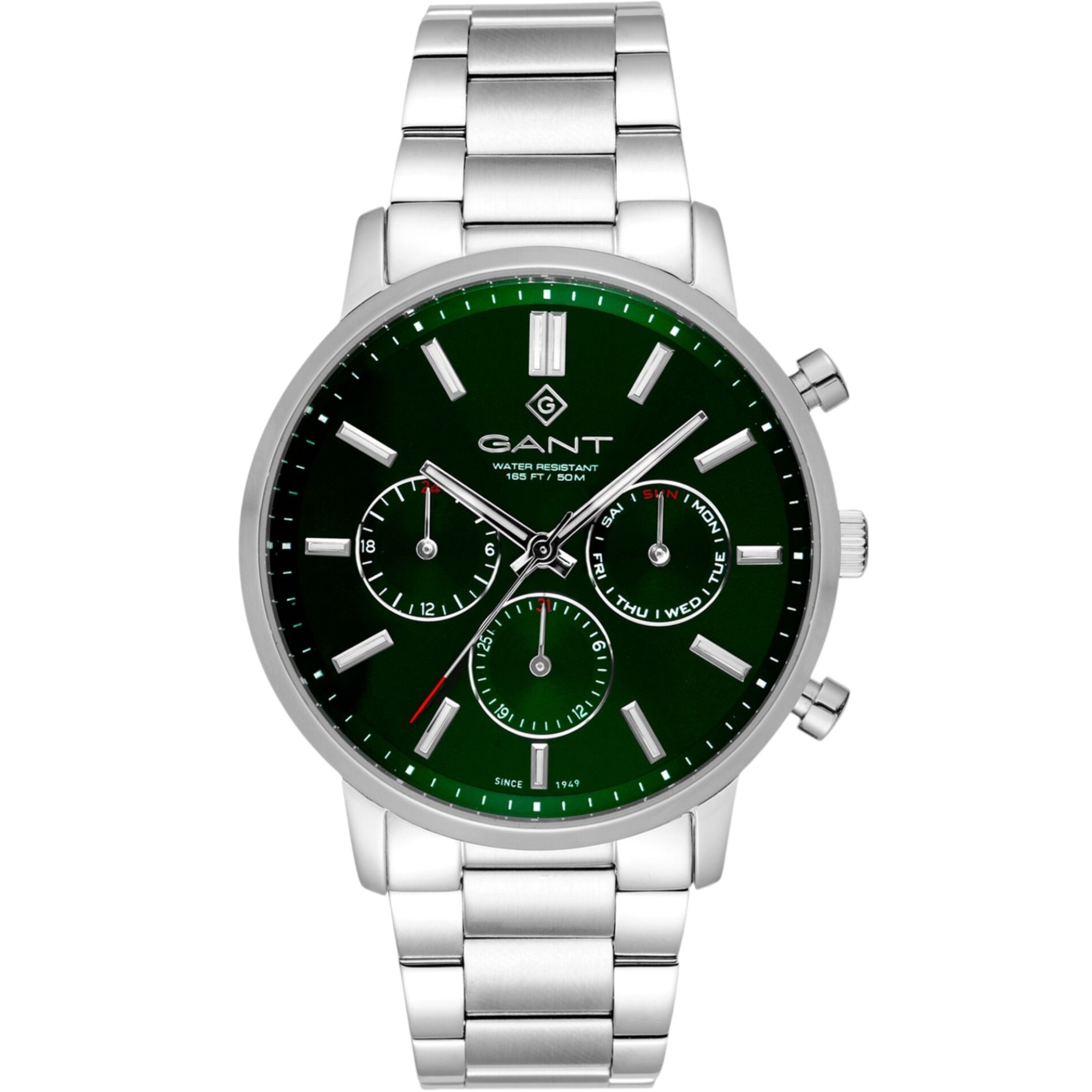 GANT East Hill Multifunction Green Dial 42.5mm Silver Stainless Steel Bracelet G191003 - 