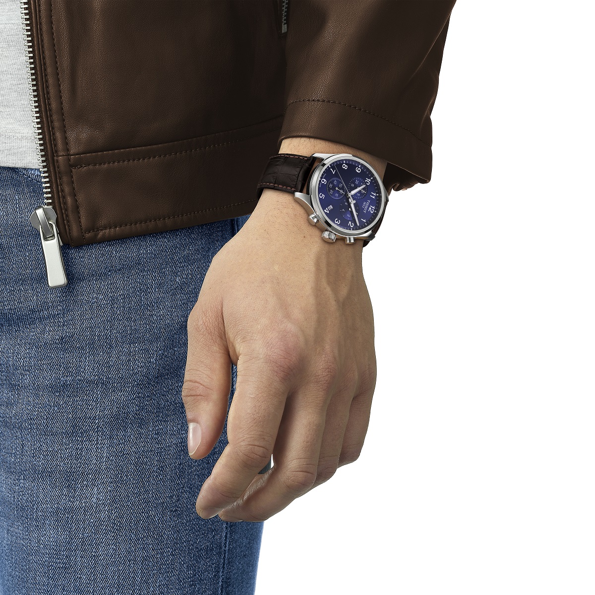 TISSOT XL Classic Chronograph Blue Dial 45mm Silver Stainless Steel Brown Leather Strap T116.617.16.047.00 - 5